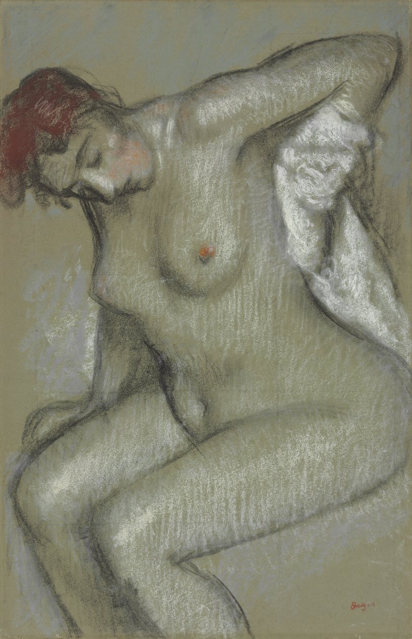 Meztelen nő szárítja magát; Femme nue s"essuyant, 1895 alkotó: Edgar Degas