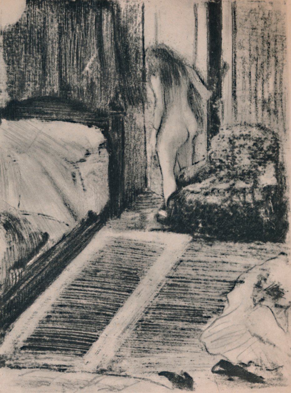 Meztelen nő a szobája ajtajában, 1879 körül, 1946 alkotó: Edgar Degas