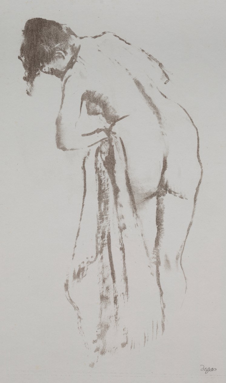 Meztelen nő törülközővel, álló alkotó: Edgar Degas