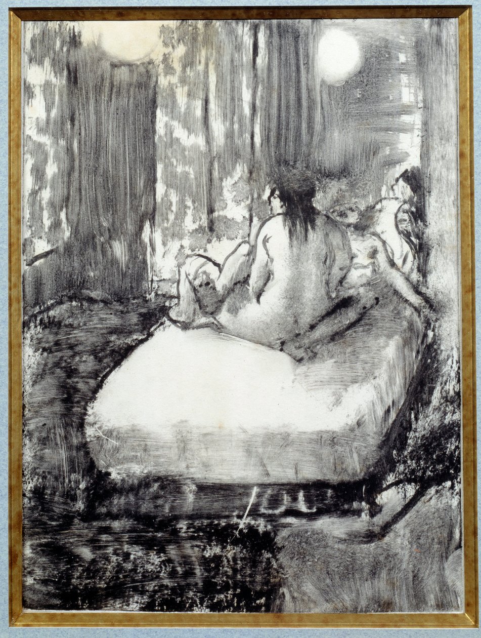 Az ágyon Monotype fekete tintával kínai papírra, Edgar Degastól alkotó: Edgar Degas