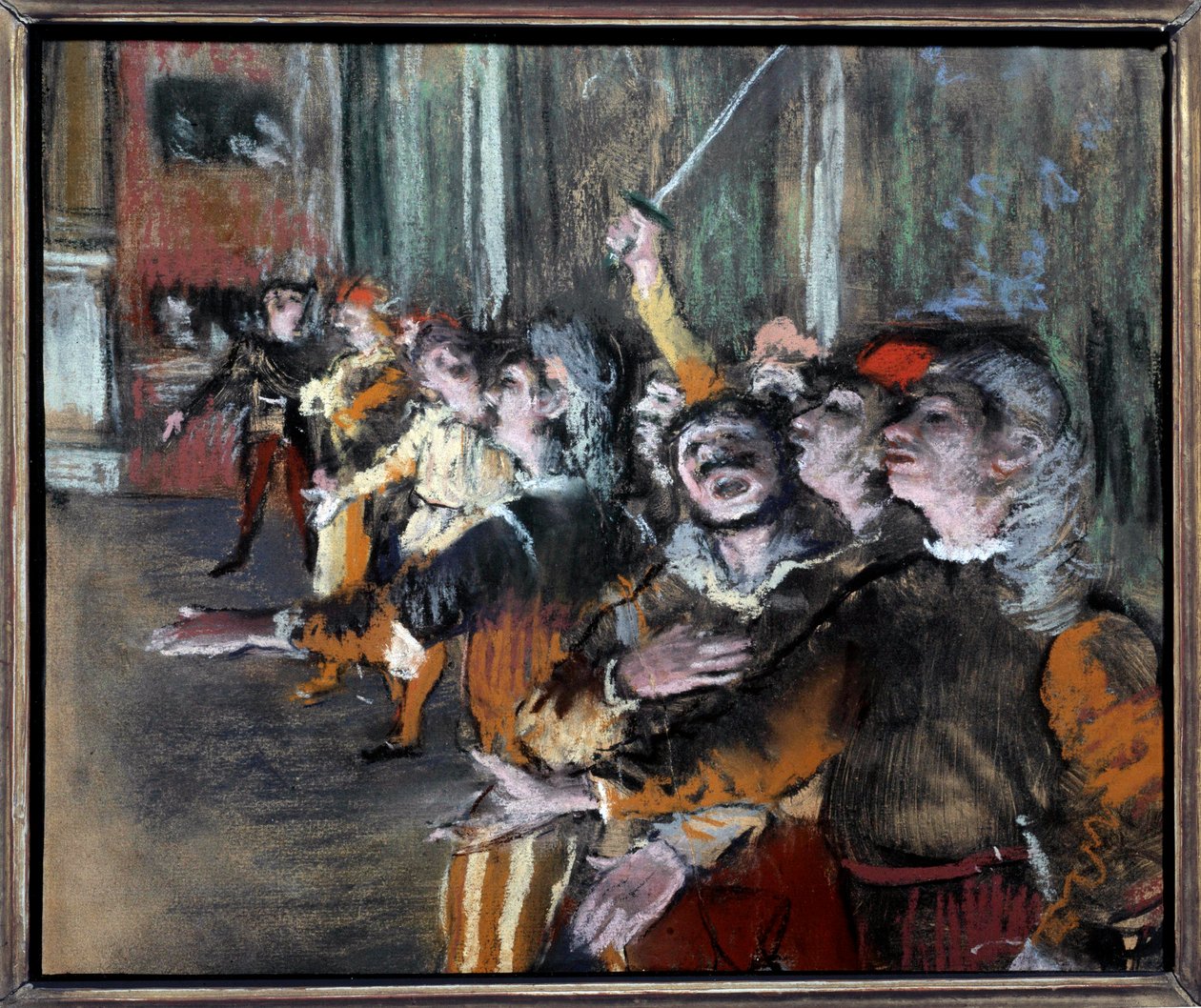 Pasztell statiszták vagy kórusok Edgar Degas (1834-1917) monotípiájára 1877 V. 0,27x0,32 m Párizs, Muse d
