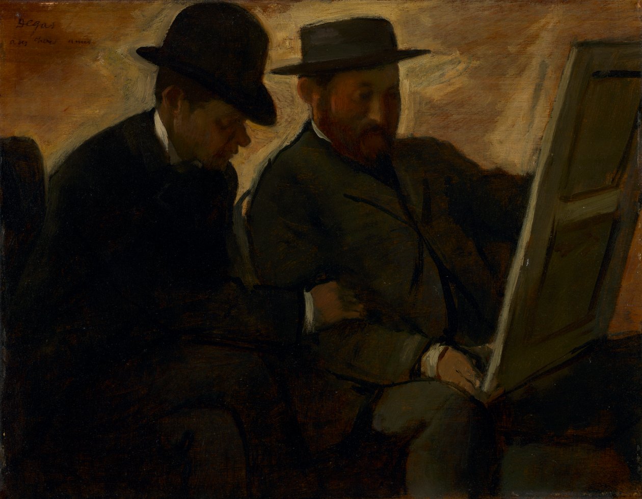 Paul Lafond és Alphonse Cherfils egy festményt vizsgál alkotó: Edgar Degas