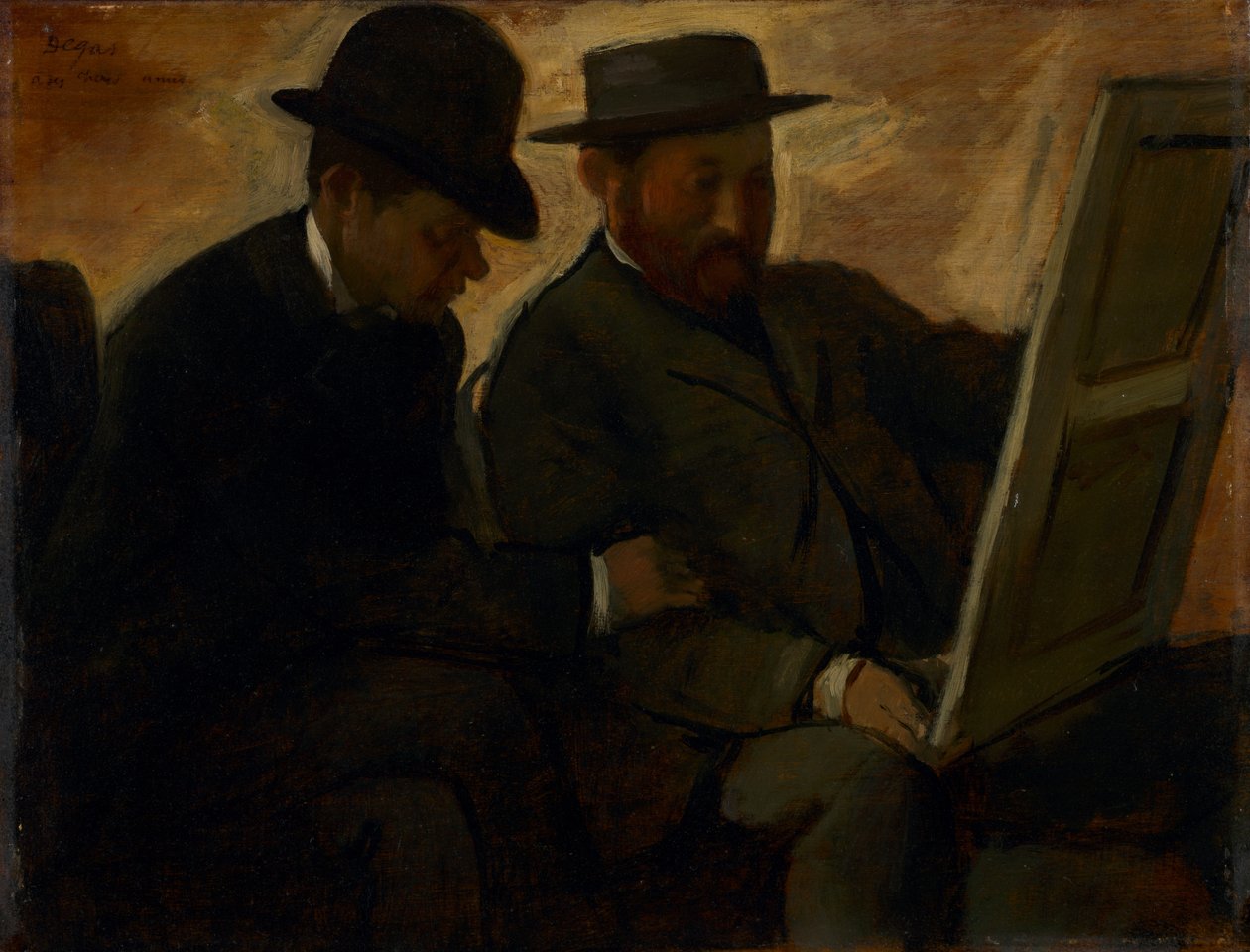 Paul Lafond és Alphonse Cherfils egy festményt vizsgál, 1878-1880 alkotó: Edgar Degas