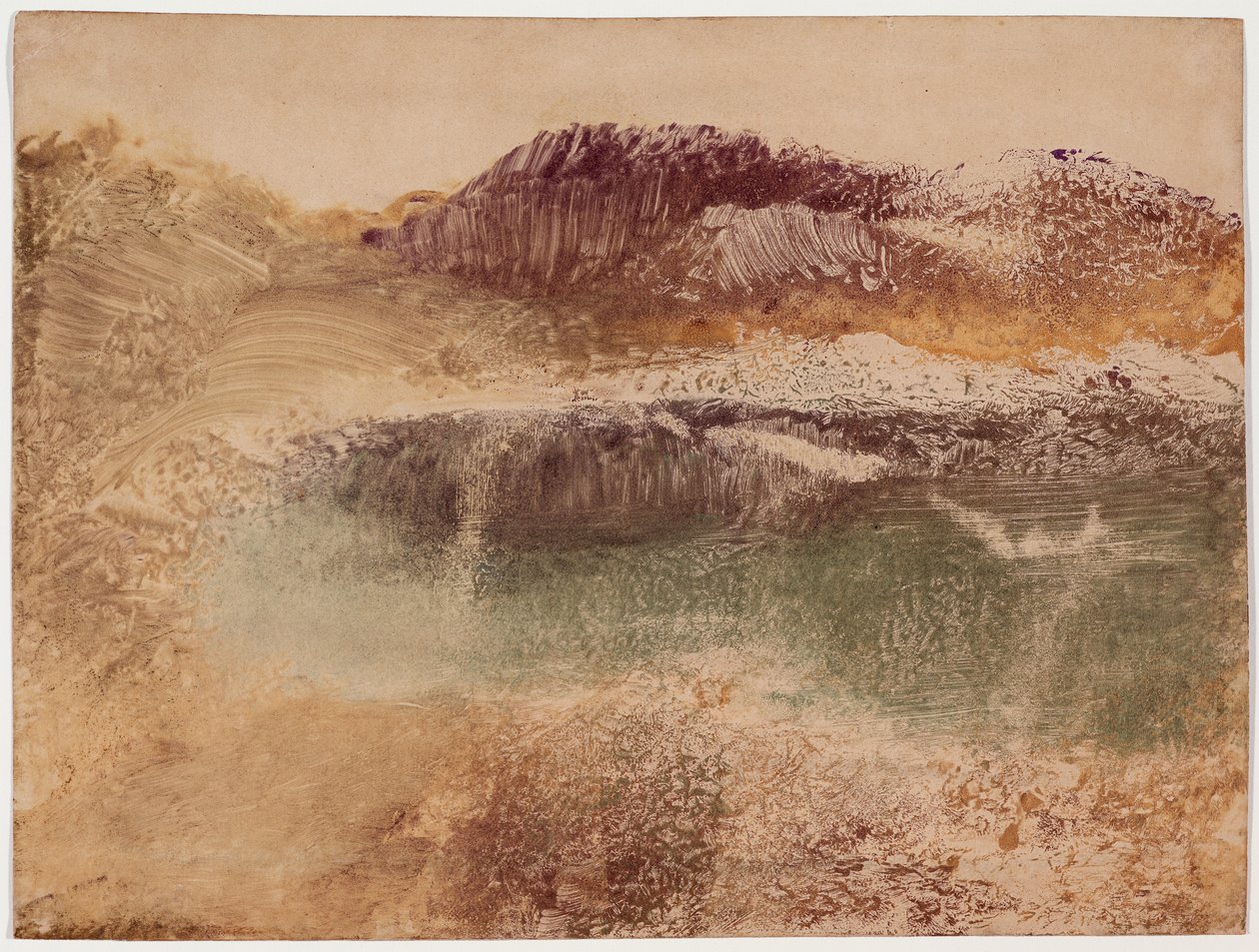Paysage Roux, 1890 körül (monotípia papíron) alkotó: Edgar Degas