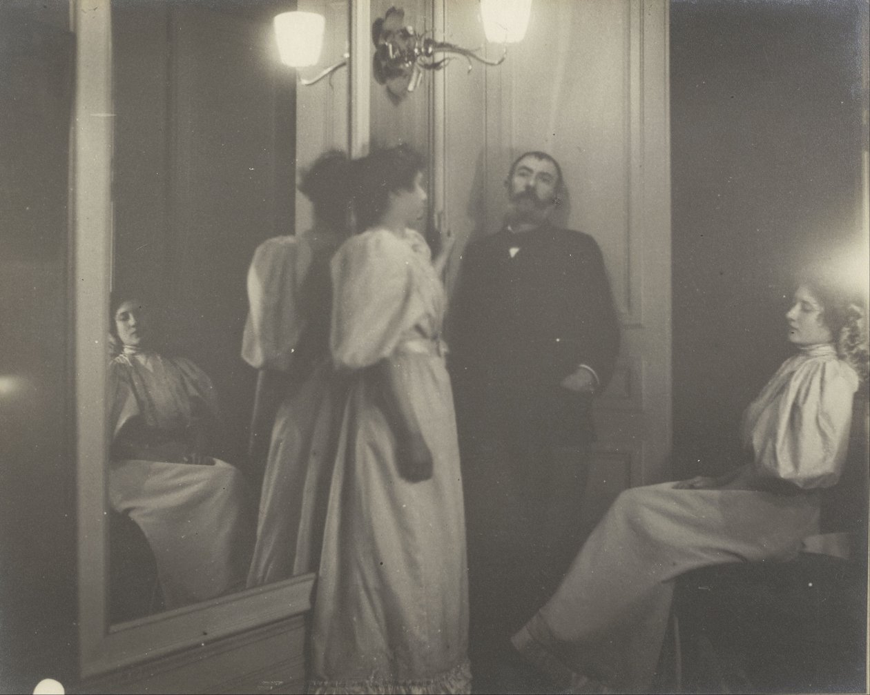 Henry Lerolle és két lánya, Yvonne és Christine tükörben látható portréja alkotó: Edgar Degas