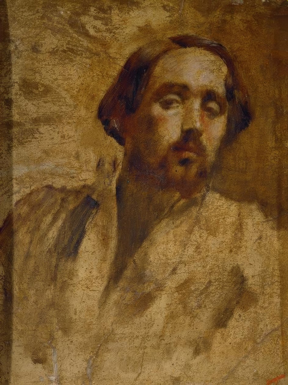 A művész portréja egy műhelyblúzban alkotó: Edgar Degas