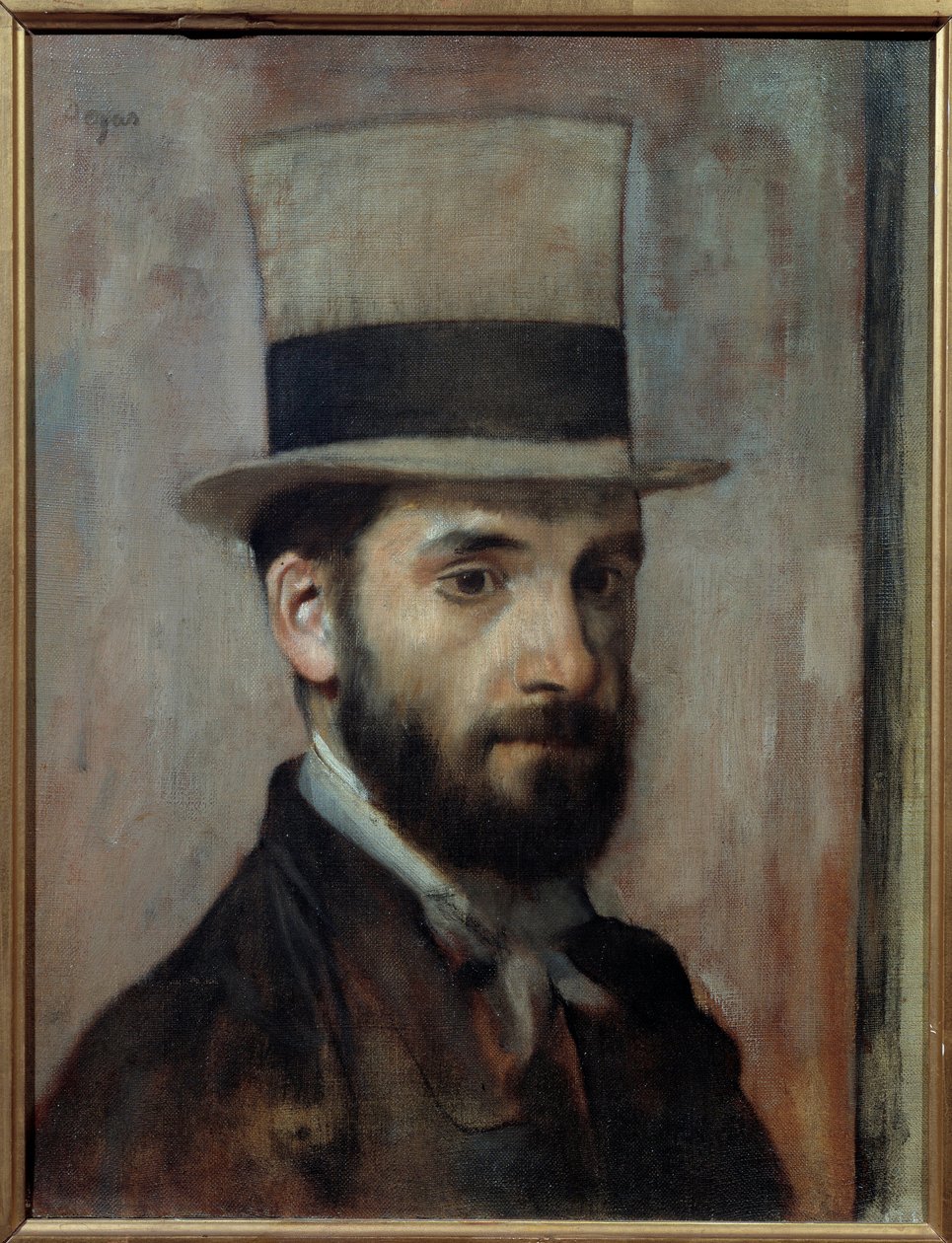 Leon Joseph Florentin Bonnat (1833-1922) portréja A festő cilindert visel. Edgar Degas (1834-1917) festménye 1863 V. 0,43x0,36 m Bayonne, Musee Bonnat – Leon Joseph Florentin Bonnat (1833-1922) portréja. A művész cilindert visel. Festészet b alkotó: Edgar Degas