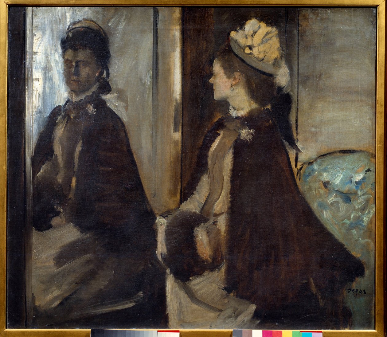 Madame Jeantaud (1851-1929) portréja a tükörben. Edgar Degas (1834-1917) festménye alkotó: Edgar Degas