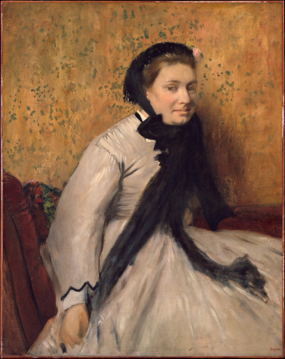Szürkébe öltözött nő portréja alkotó: Edgar Degas