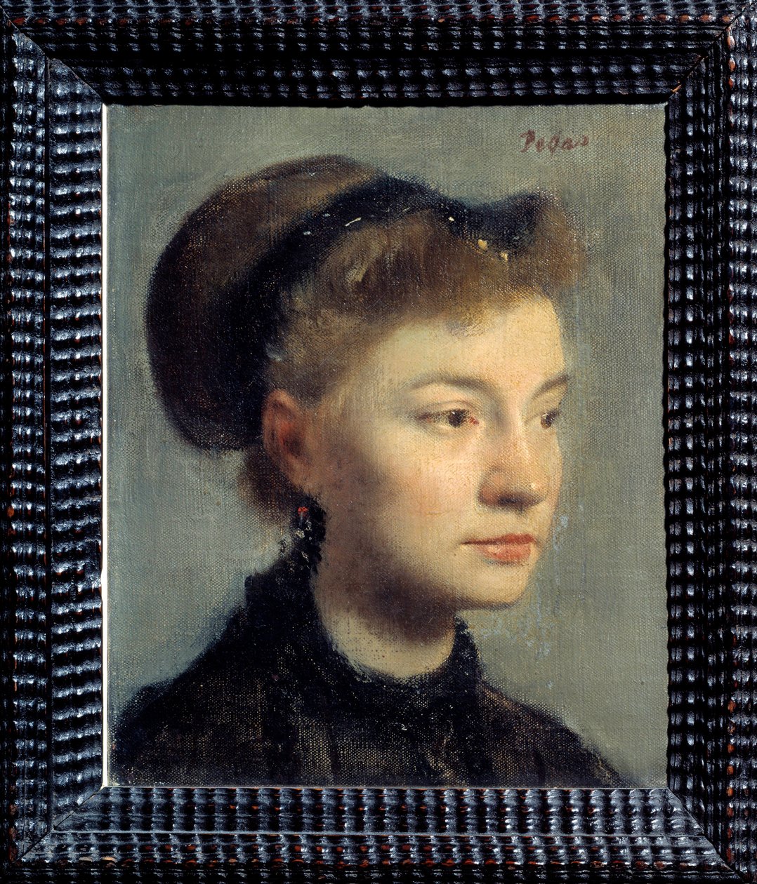 Egy fiatal nő portréja Edgar Degas (1834-1917) festménye. 1867. Dim. 0,27x0,22 m. Párizs, Musee d