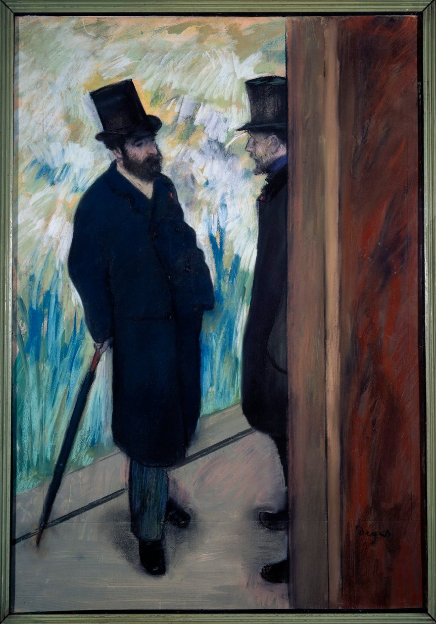 Ludovic Halevy drámaíró és librettista portréja és Albert Boulanger-barlang Edgar Degas (1834-1917) operapasztelljének kulisszái mögött 1879 V. 0,75x0,55 m Párizs, Muse d