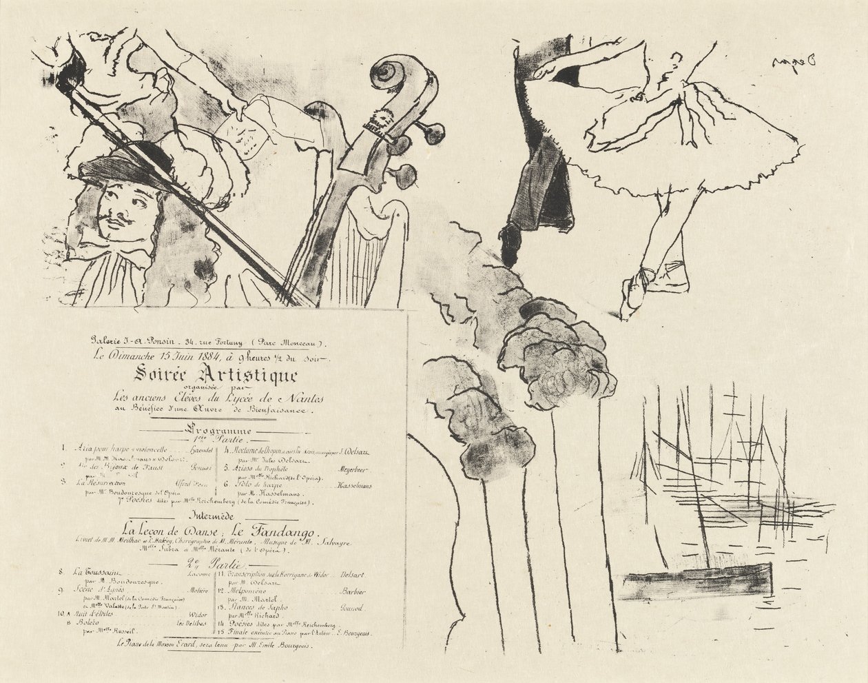 A Soiree Artistique programja (A Lycée de Nantes volt diákjainak estje) alkotó: Edgar Degas