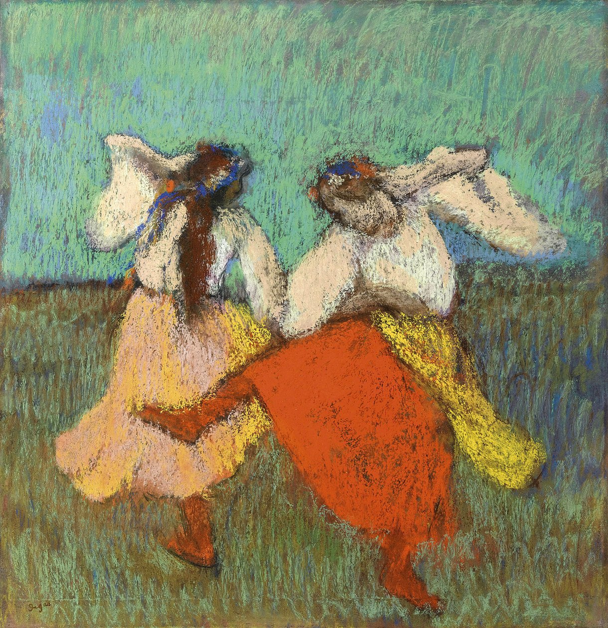 Orosz táncosok – Degas, Edgar (1834-1917). Pasztell, papír, méret: 63x60,8, kb 1899, Magángyűjtemény alkotó: Edgar Degas