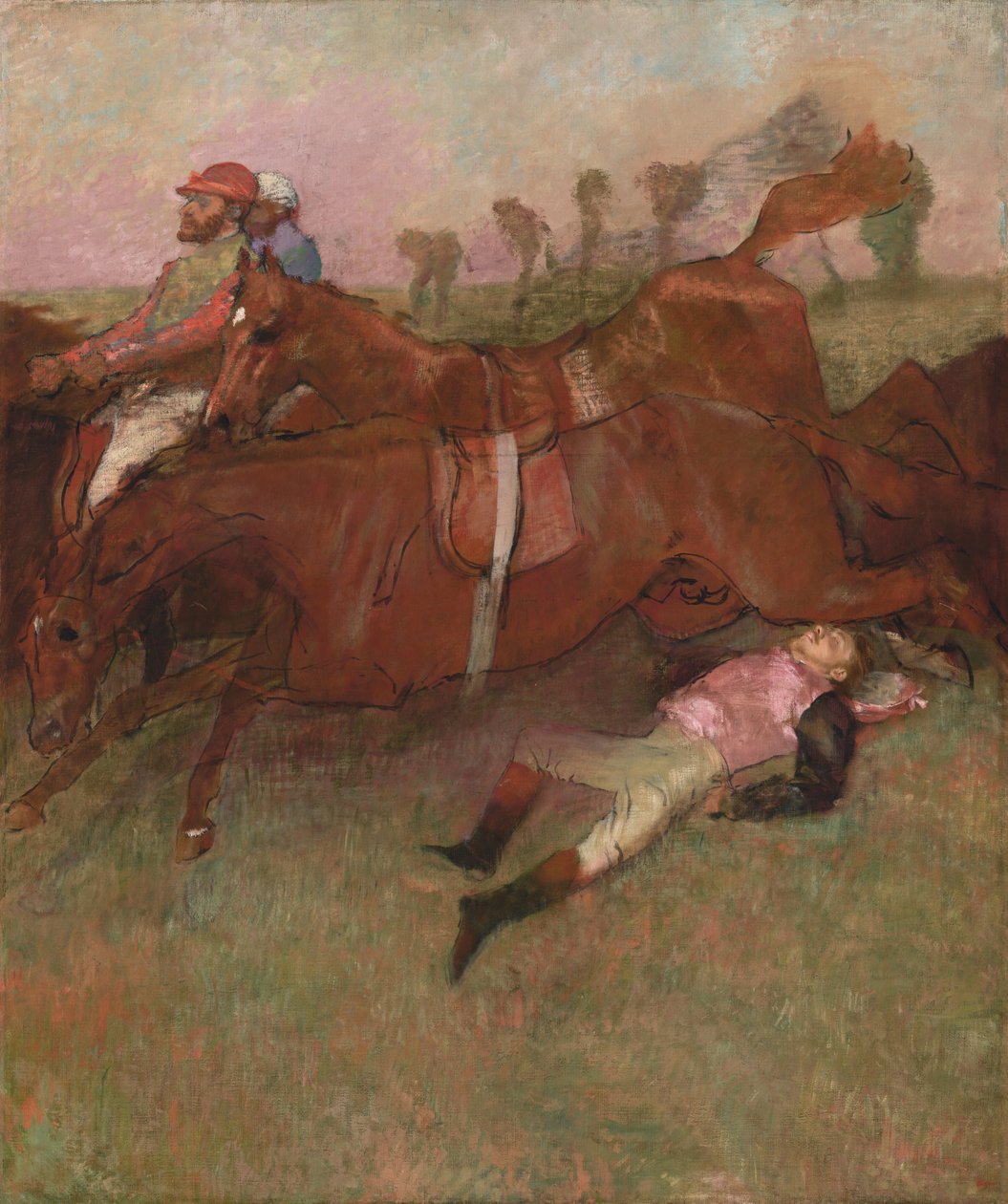 Jelenet a akadályversenyről: A lezuhant zsoké alkotó: Edgar Degas