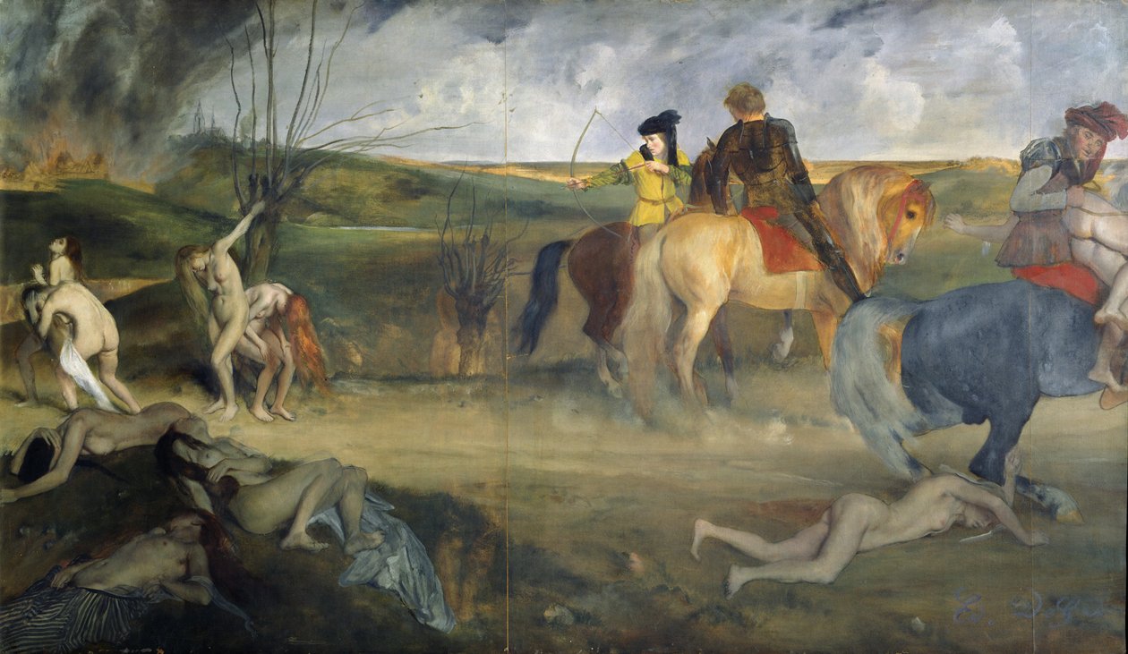 Háborús jelenet a középkorban, 1865 körül (olaj, vászon) alkotó: Edgar Degas