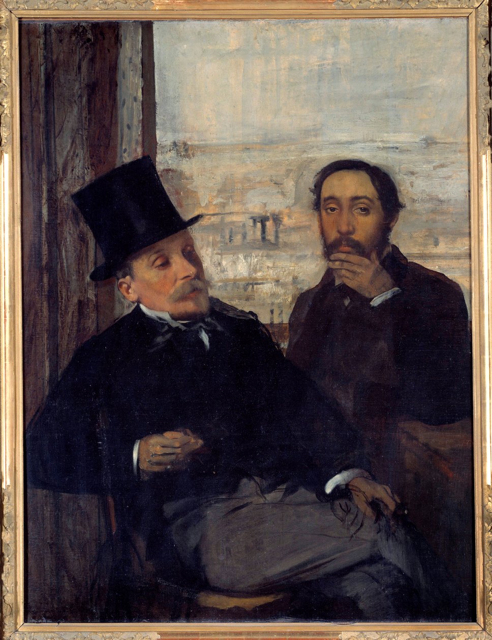 Önarckép Evariste de Valernes (1816-1896) festővel, Edgar Degas a jobb oldalon magát ábrázolta. Edgar Degas (1834-1917) festménye 1865 V. 1,16x0,89 m Párizs, Orsay Múzeum - Önarckép Evariste de Valernes festővel (1816-1896) - alkotó: Edgar Degas