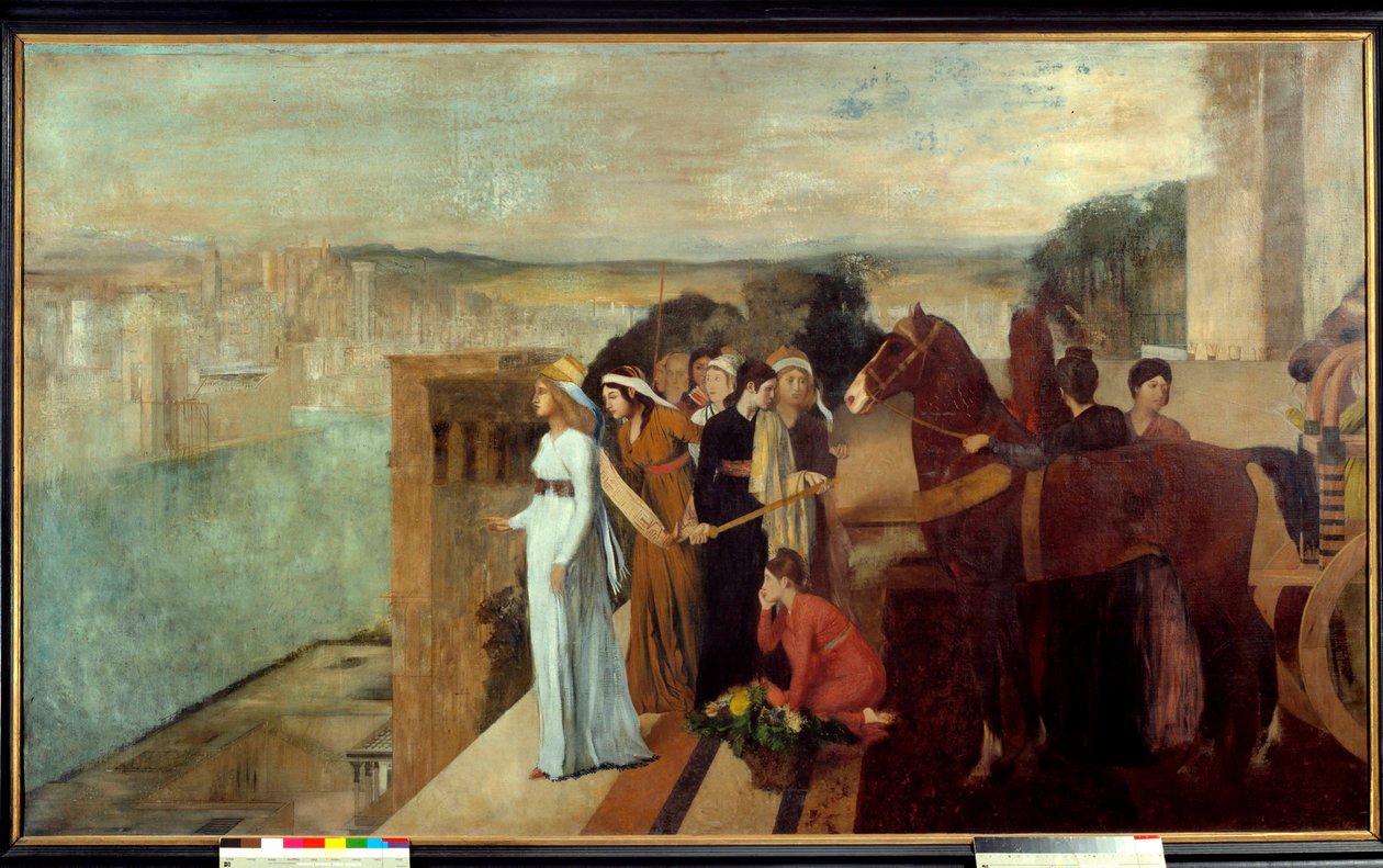 Semiramis épülete Babilon Szemiramis (Semiramid), Asszíria és Babilónia legendás királynője, az Eufrátesz partján gondolkodik azon a városon, amely a világ hét csodájának egyike lesz. Edgar Degas (1834-1917) festménye 1861 V. 1,51x2,58 alkotó: Edgar Degas