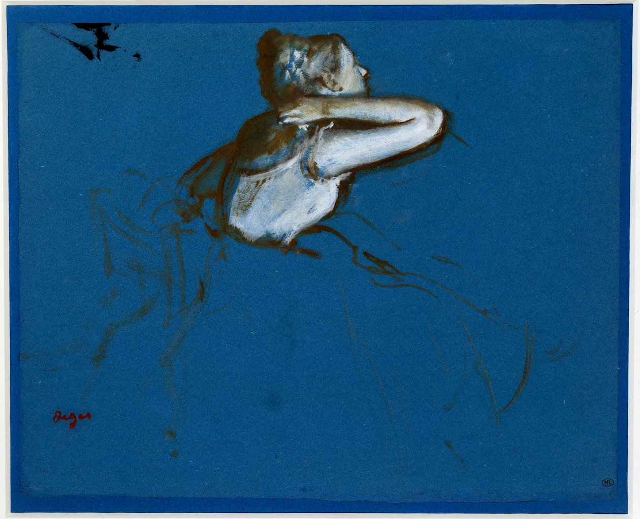 Ülő táncos jobbra fordult Essence kék papíron Edgar Degas (1834-1917) 1873 Dim. 0,23 x 0,29 m Párizs. Orsay Múzeum alkotó: Edgar Degas
