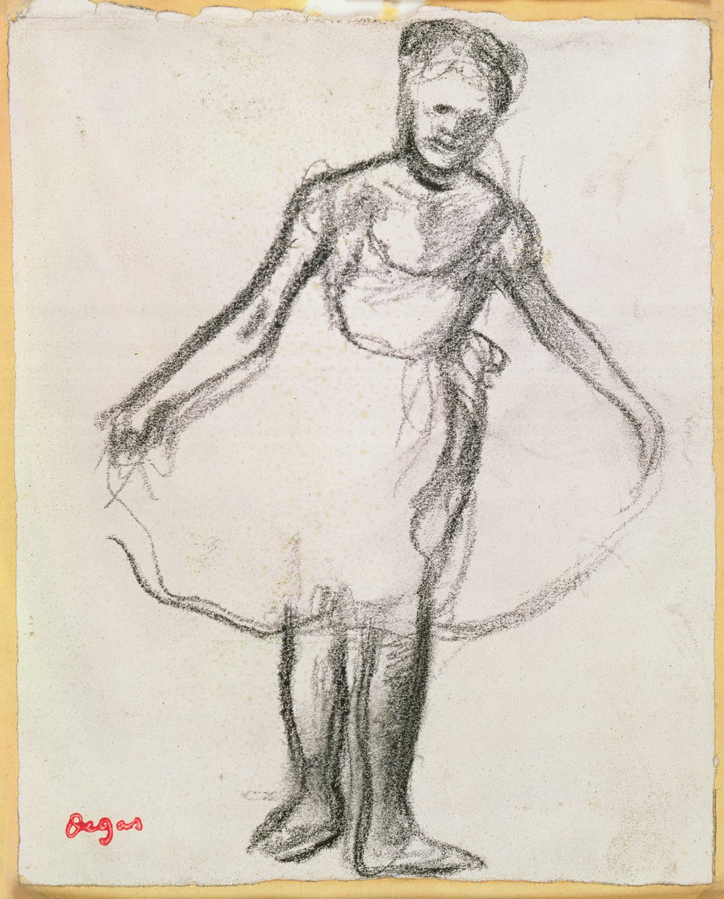 Álló táncos tutuval (faszén papíron) alkotó: Edgar Degas