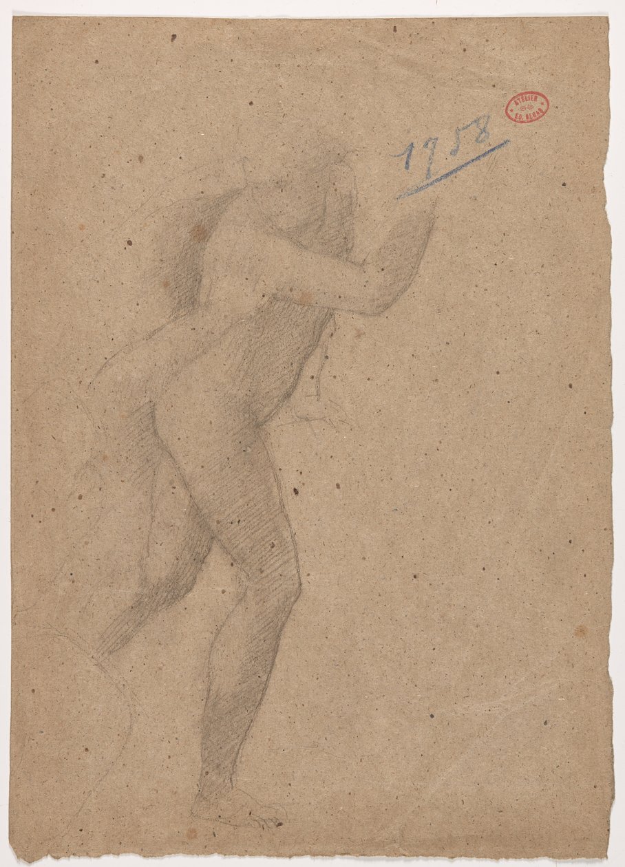 Tanulmány Marcantonio Raimondi Raphael utáni metszete nyomán: "Az ártatlanok mészárlása", 1854-56 körül (ceruza és csonk barna papíron) alkotó: Edgar Degas
