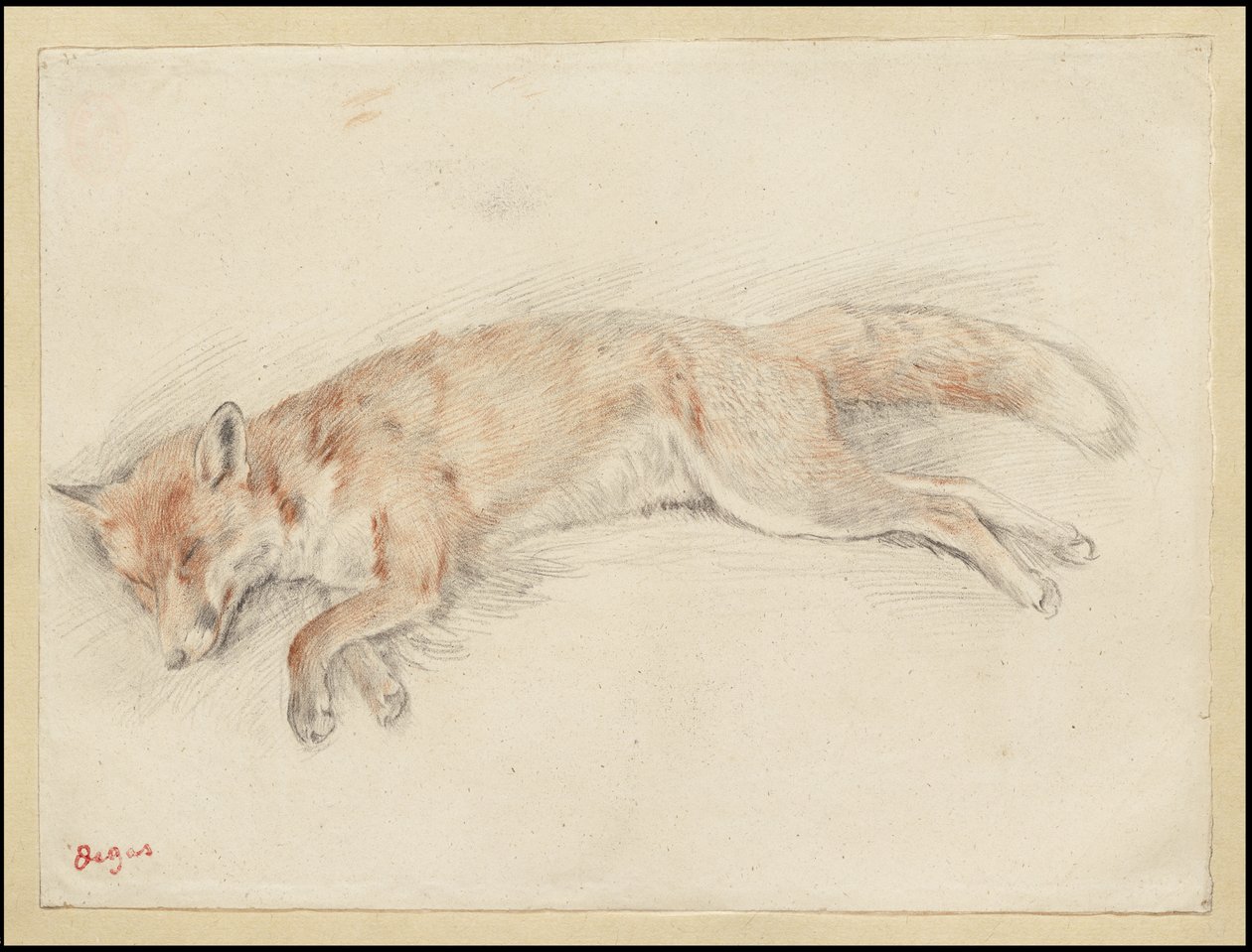 Tanulmány a "Döglött róka az erdőben" számára, 1861-64 körül alkotó: Edgar Degas