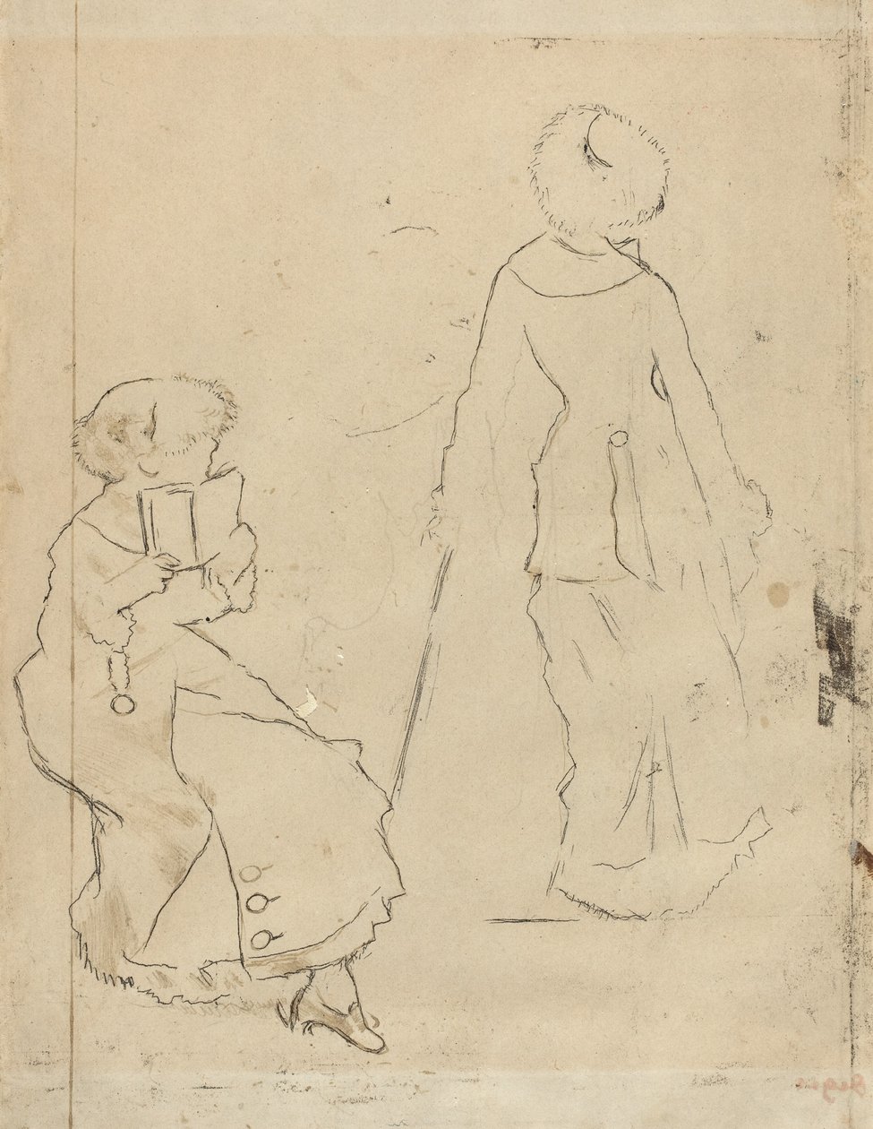 Tanulmány a "Mary Cassatt a Louvre-ban" című filmhez [verso] alkotó: Edgar Degas