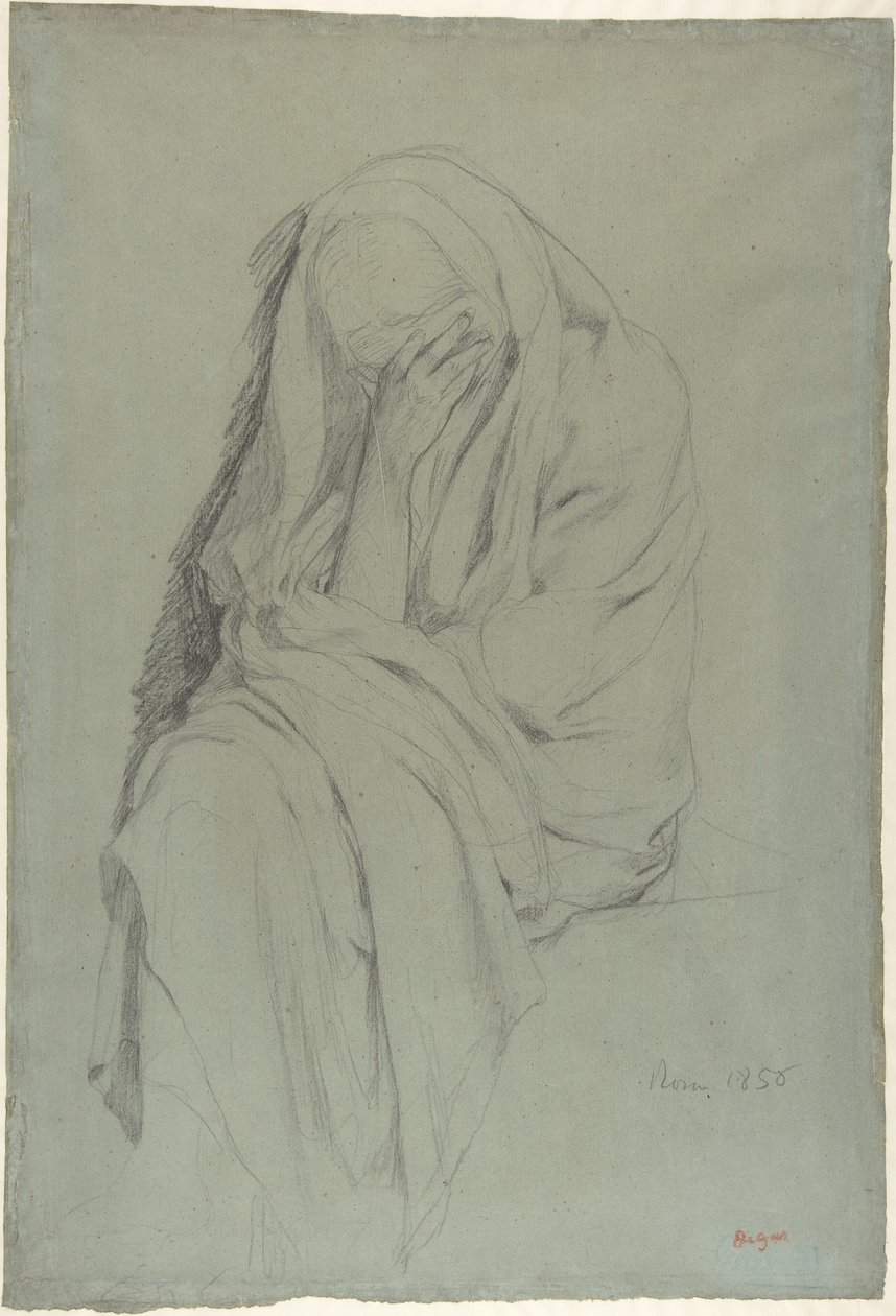 Vieille Italienne című mű vázlata (előlap); Drapery Study (hátlap) alkotó: Edgar Degas