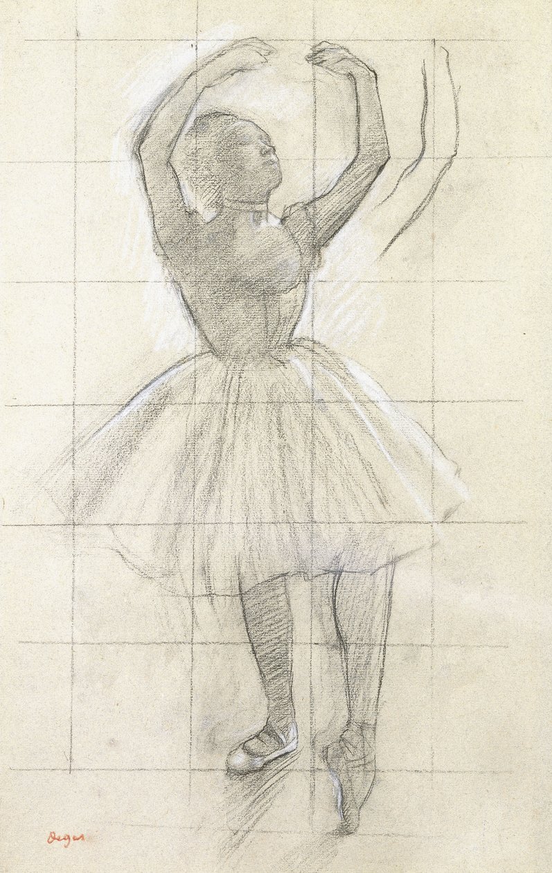 Tanulmány egy táncos pózhoz, fényképről, 1874 körül alkotó: Edgar Degas