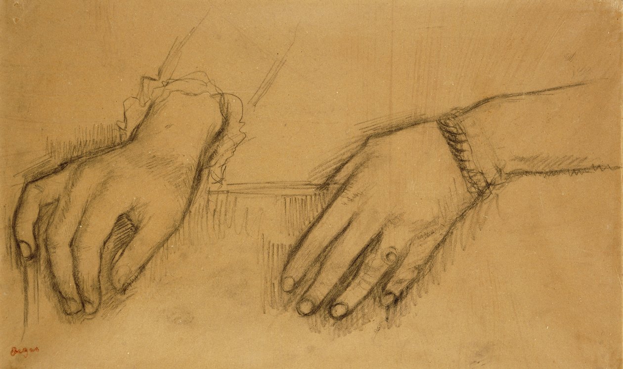 Tanulmány a kezekről Helene Rouart portréjához; Study of Hands, Helene Rouart portréjához, 1886 körül alkotó: Edgar Degas