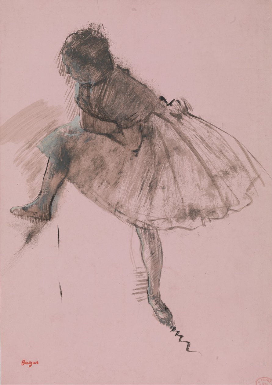 Tanulmány egy balett-táncosról recto, Two Studies of Dancers verso, kb. 1873. alkotó: Edgar Degas