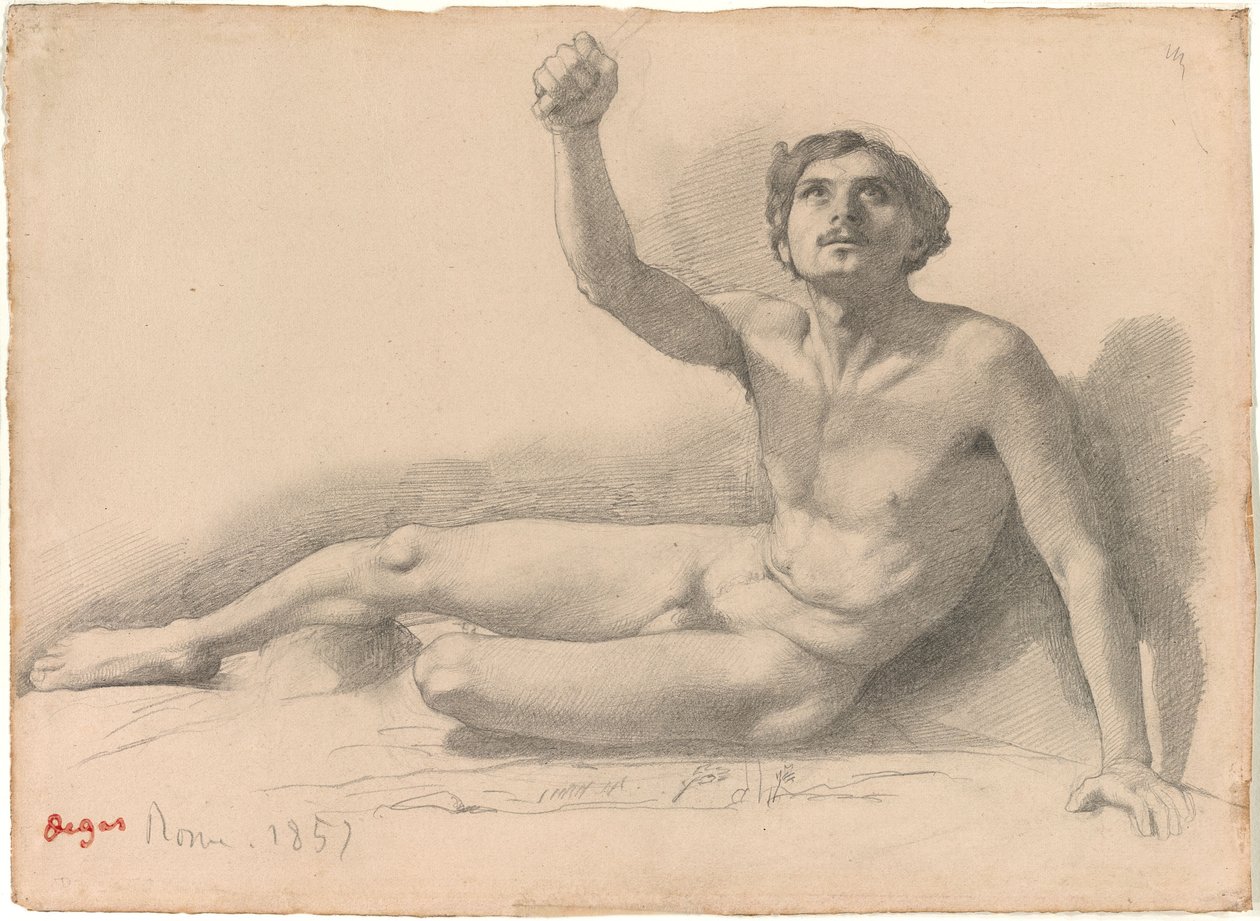 Tanulmány egy férfi aktról alkotó: Edgar Degas