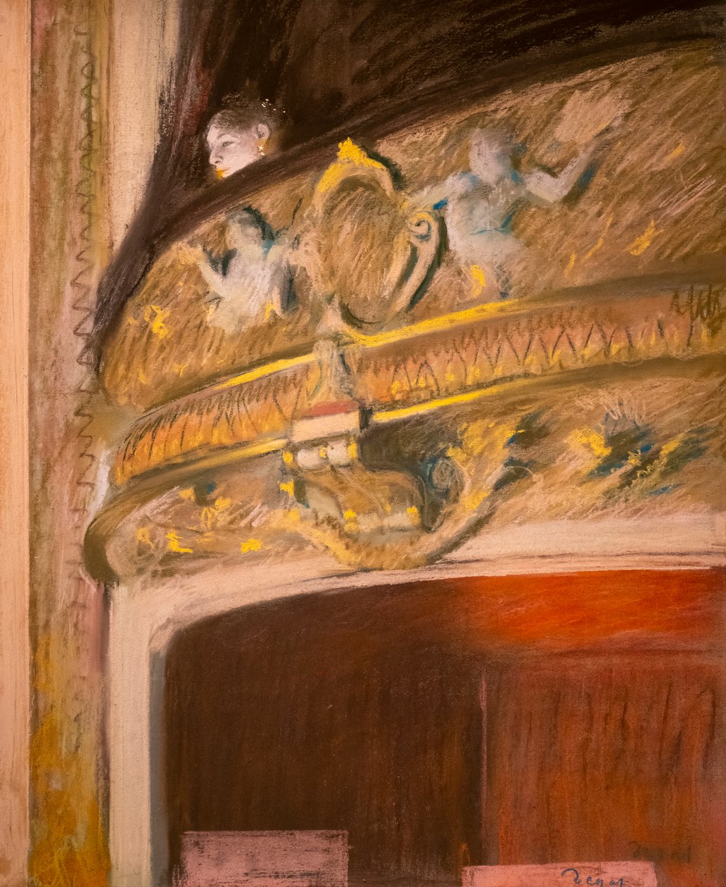 Tanulmány egy páholyról a színházban. 1880. Pasztell és olaj, karton maroufle, vászon. alkotó: Edgar Degas