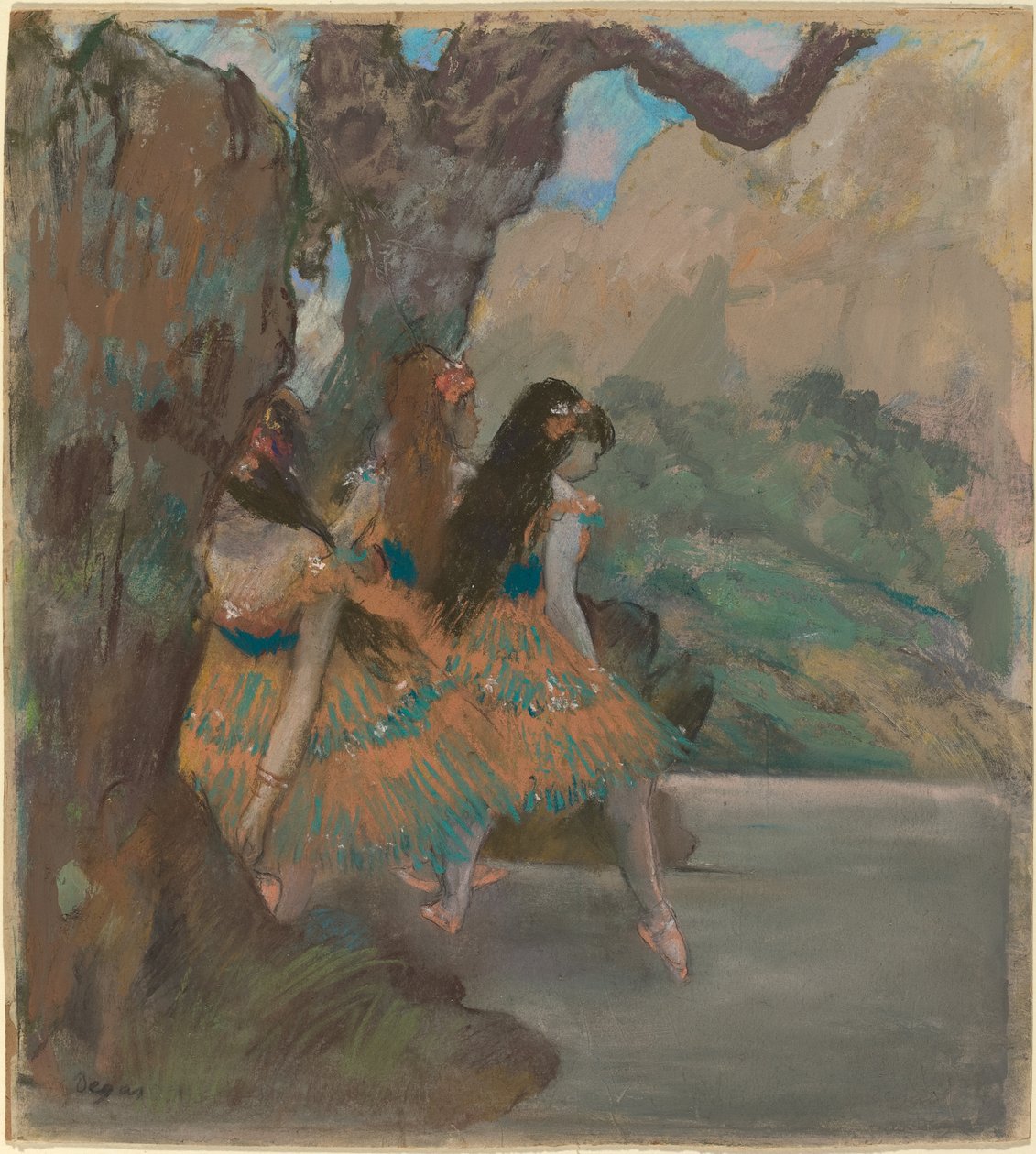 A balett-táncosok, 1877 körül (pasztell és gouache monotípia felett) alkotó: Edgar Degas