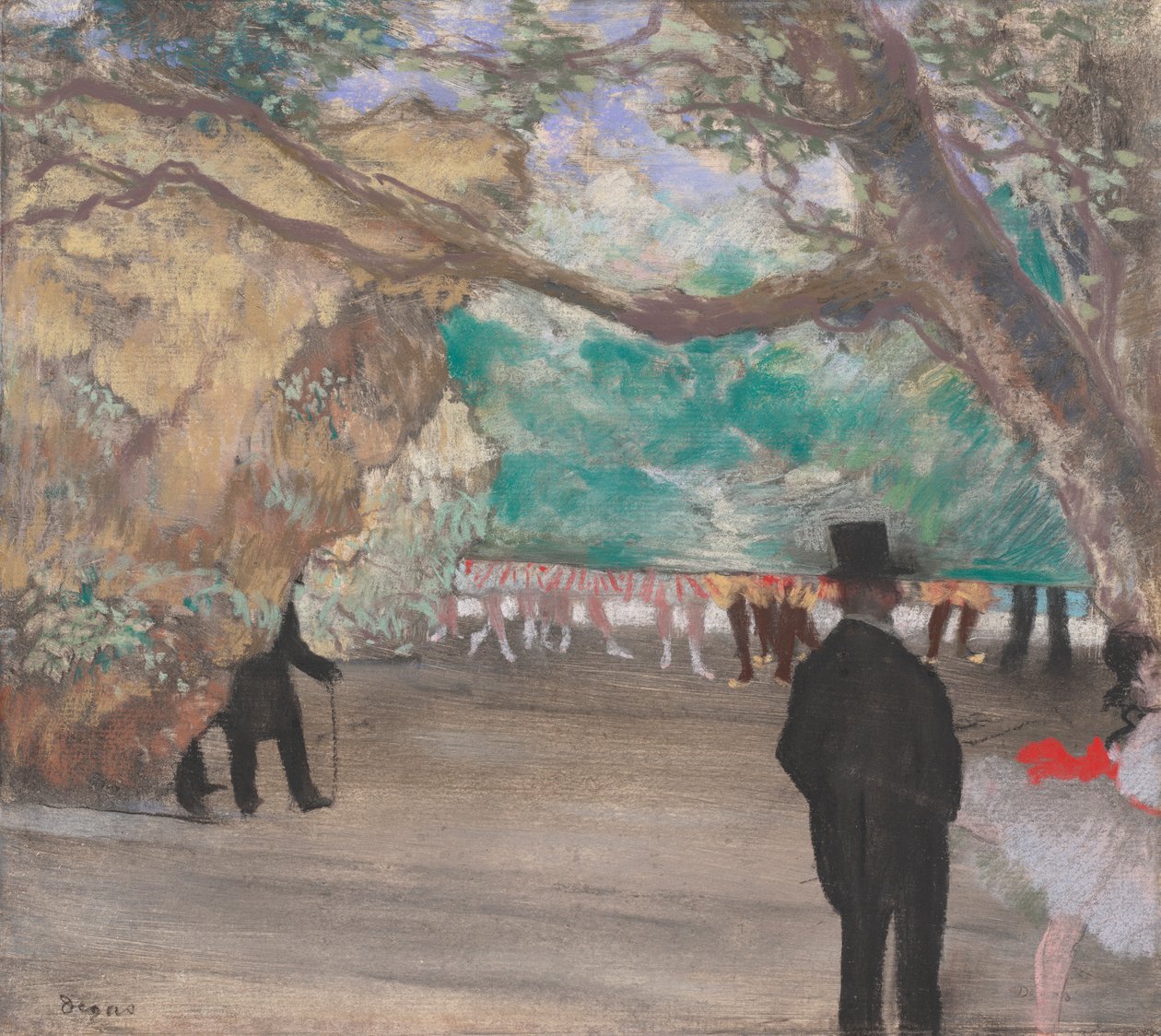 The Curtain, 1880 körül (pasztell faszén, táblára fektetett papíron) alkotó: Edgar Degas