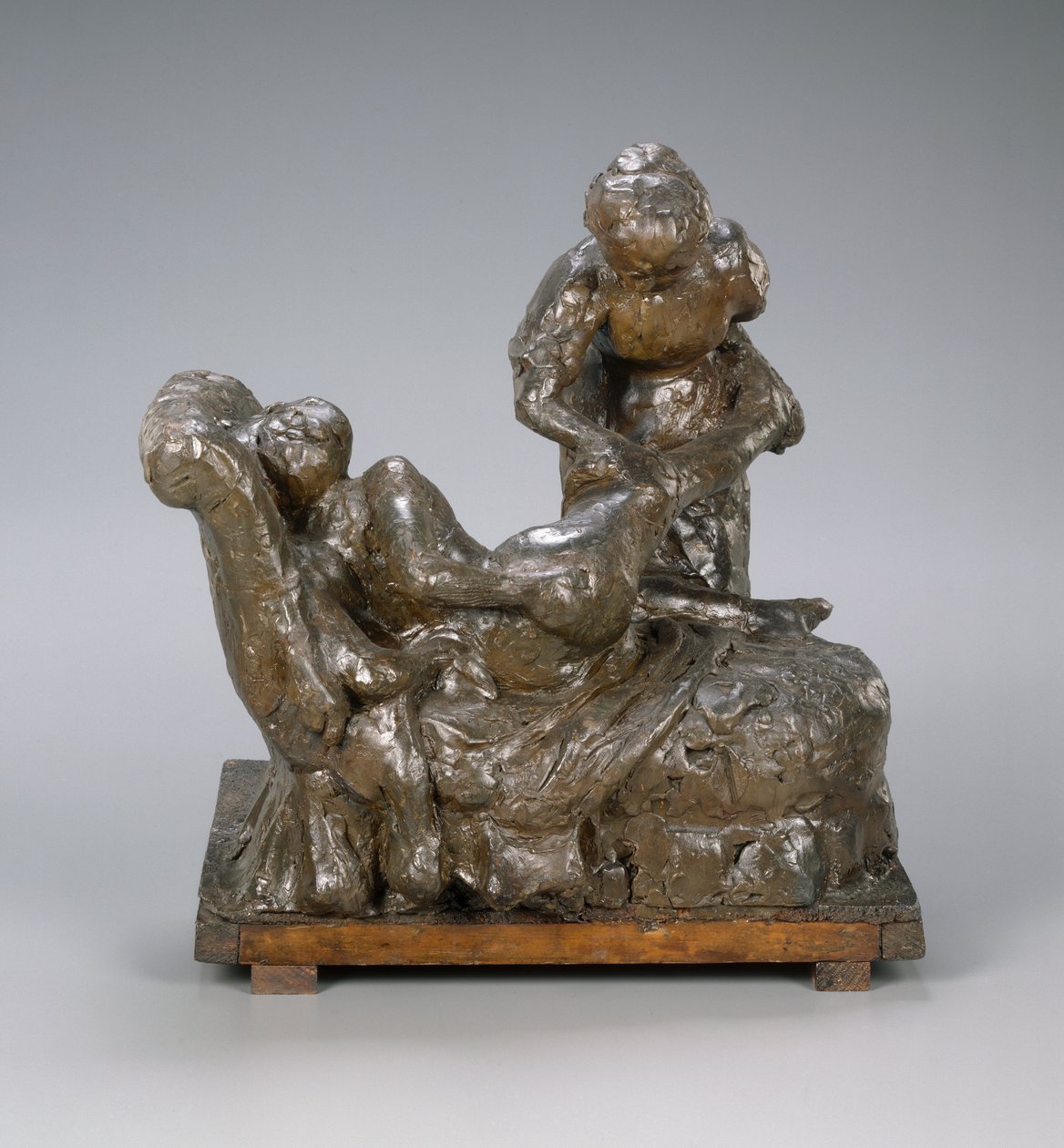 Masszőr, Csoport, 1895 körül (plasztilin, fém armatúra, fa, parafa, fa alapon) alkotó: Edgar Degas