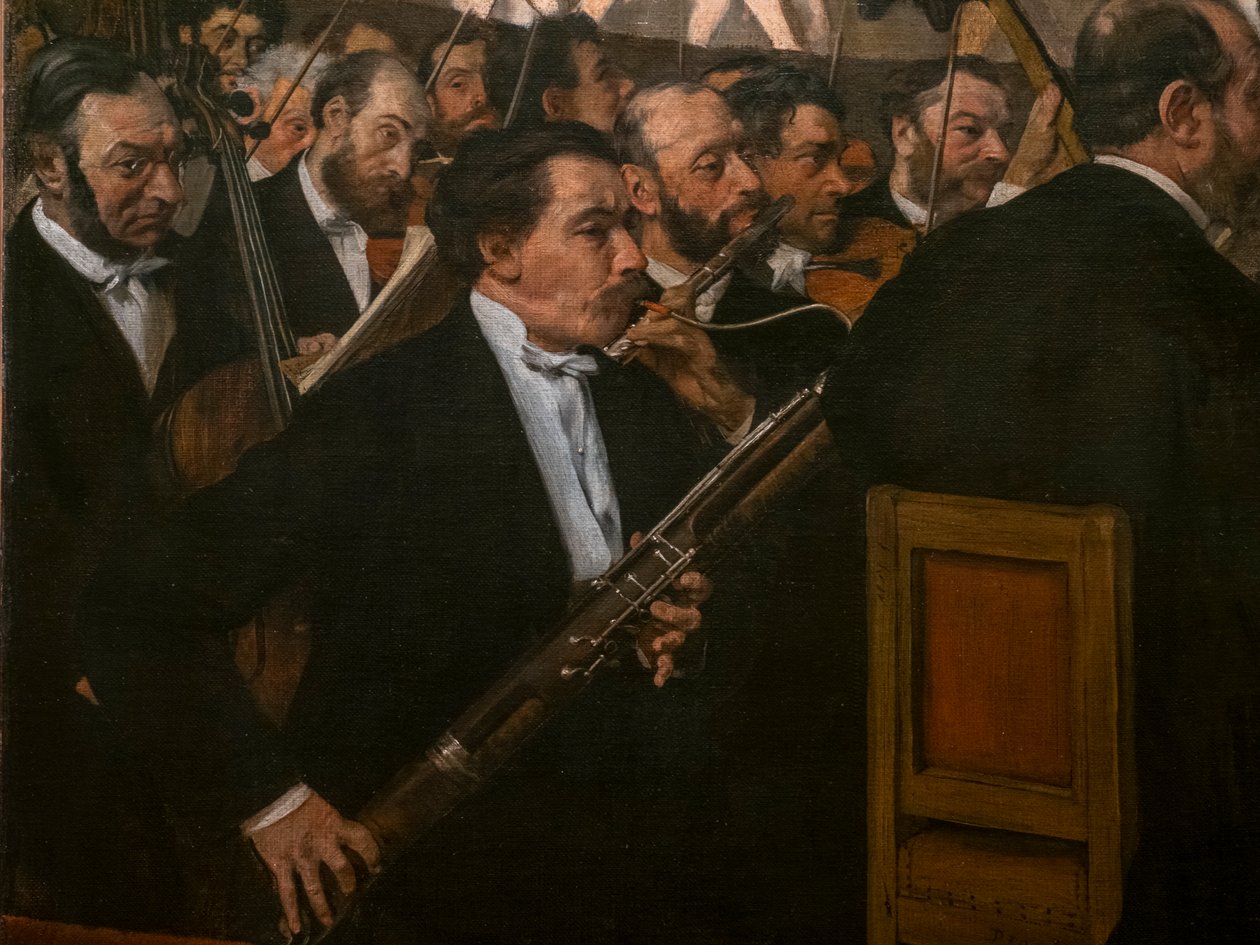 Az Operazenekar (részlet). 1870. Olaj, vászon. alkotó: Edgar Degas