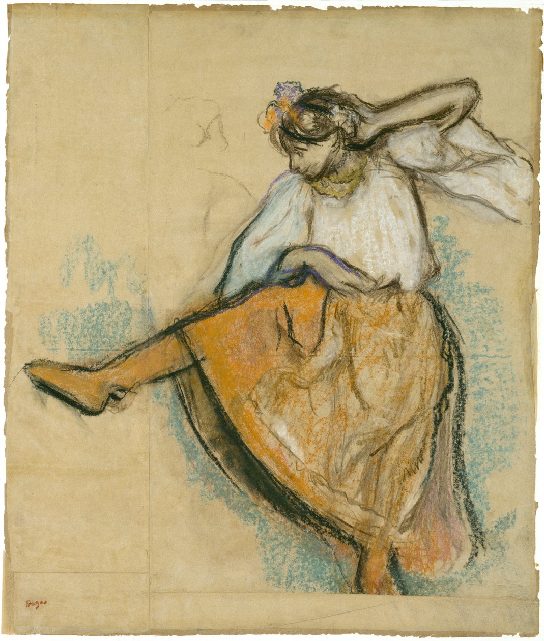 Az orosz táncos, 1895 körül (pasztell és szén a táblára fektetett, összeillesztett papíron) alkotó: Edgar Degas
