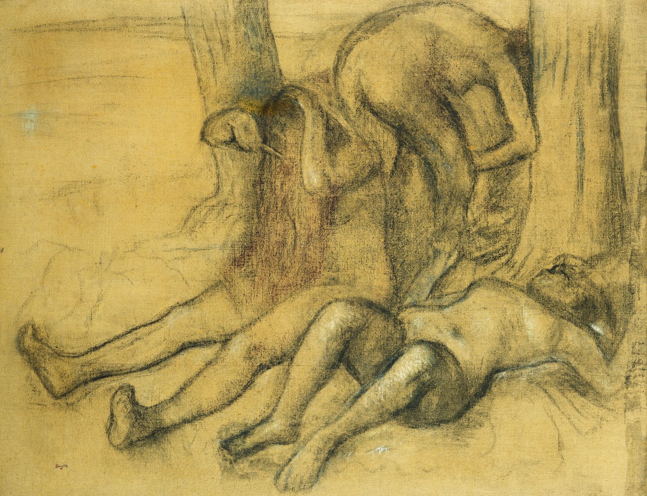 Három fürdőző egy fa alatt; Három fürdőző egy fa alatt, 1894 körül alkotó: Edgar Degas