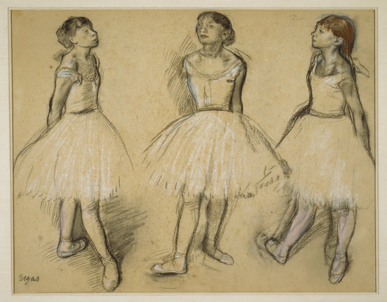 Három tanulmány egy táncosról a negyedik pozícióban alkotó: Edgar Degas