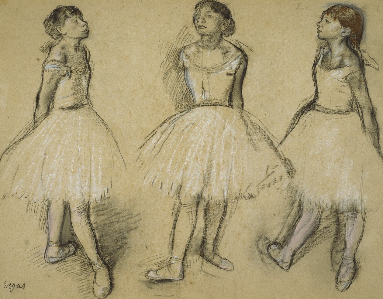 Három tanulmány egy táncosról negyedik pozícióban, 1879-80 alkotó: Edgar Degas