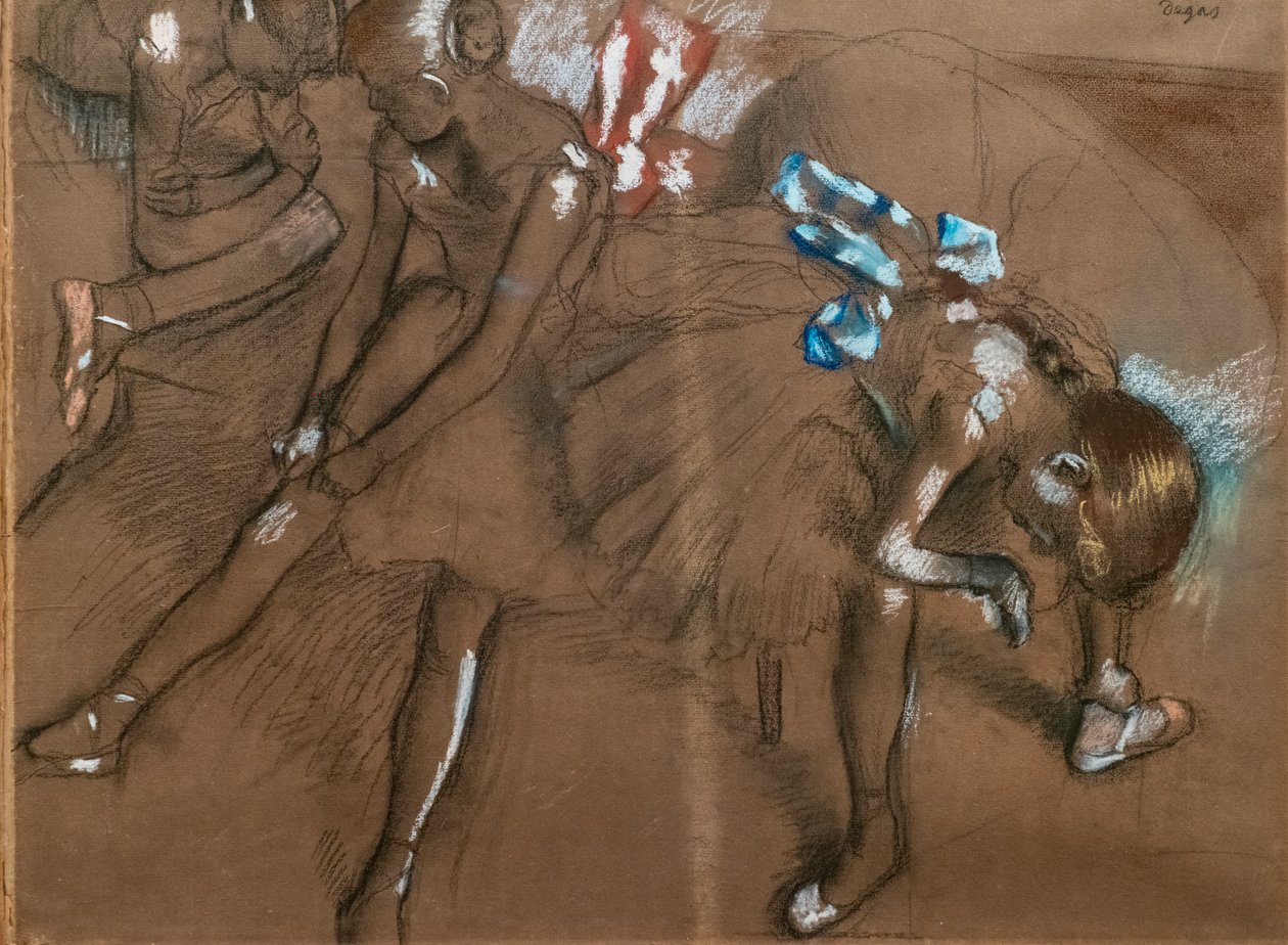 Három táncos. 1880 körül. Papíron szén és pasztell alkotó: Edgar Degas