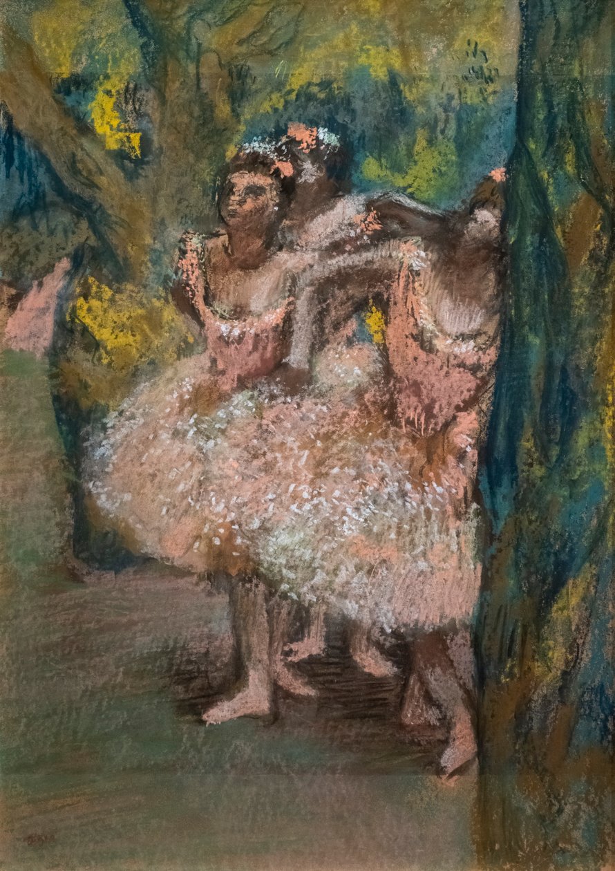 Három táncos lazacszoknyában. 1904-1906. Pasztell maroufle papíron, kartonon. alkotó: Edgar Degas