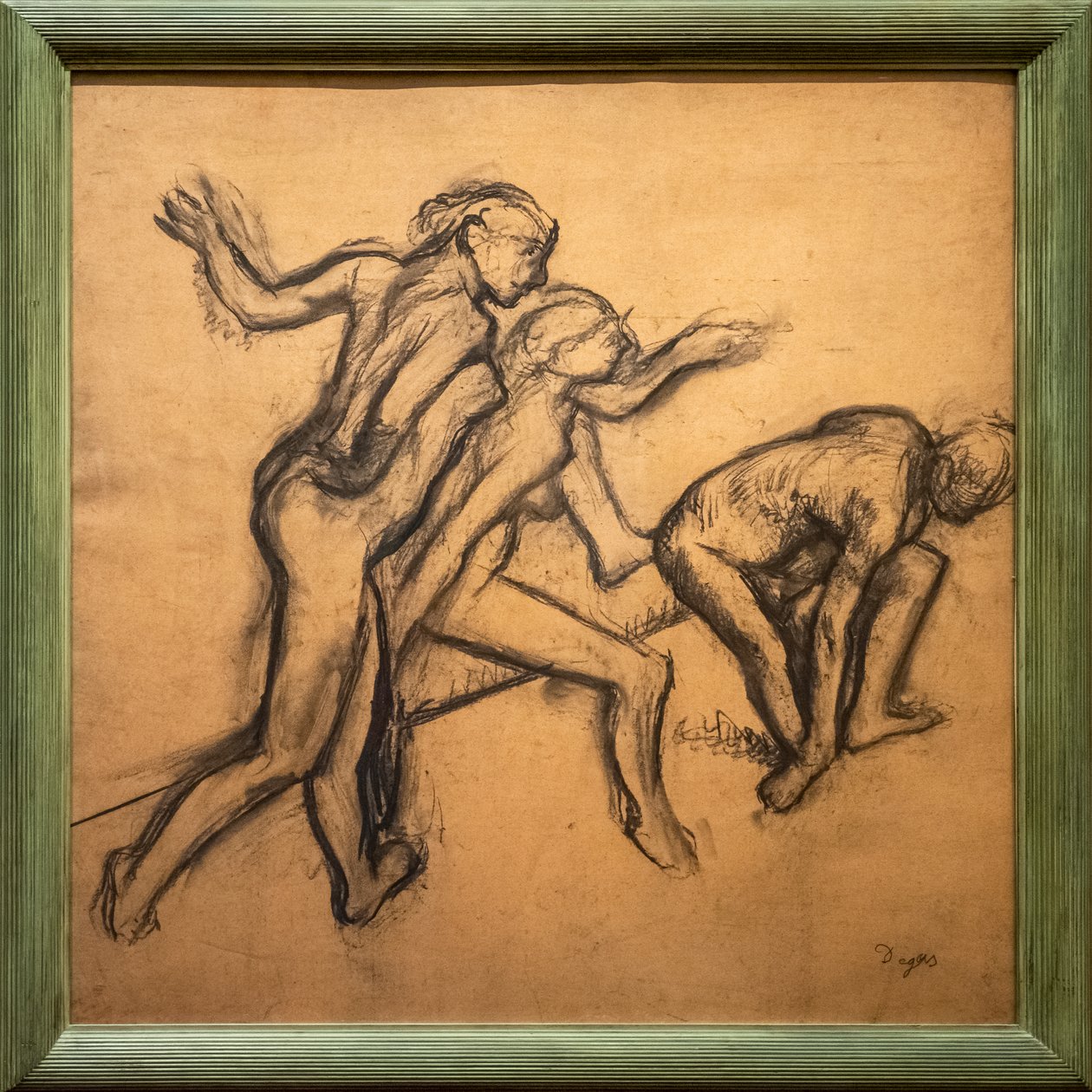Három meztelen táncosnő. 1895-1900. Faszén pauszpapíron. alkotó: Edgar Degas
