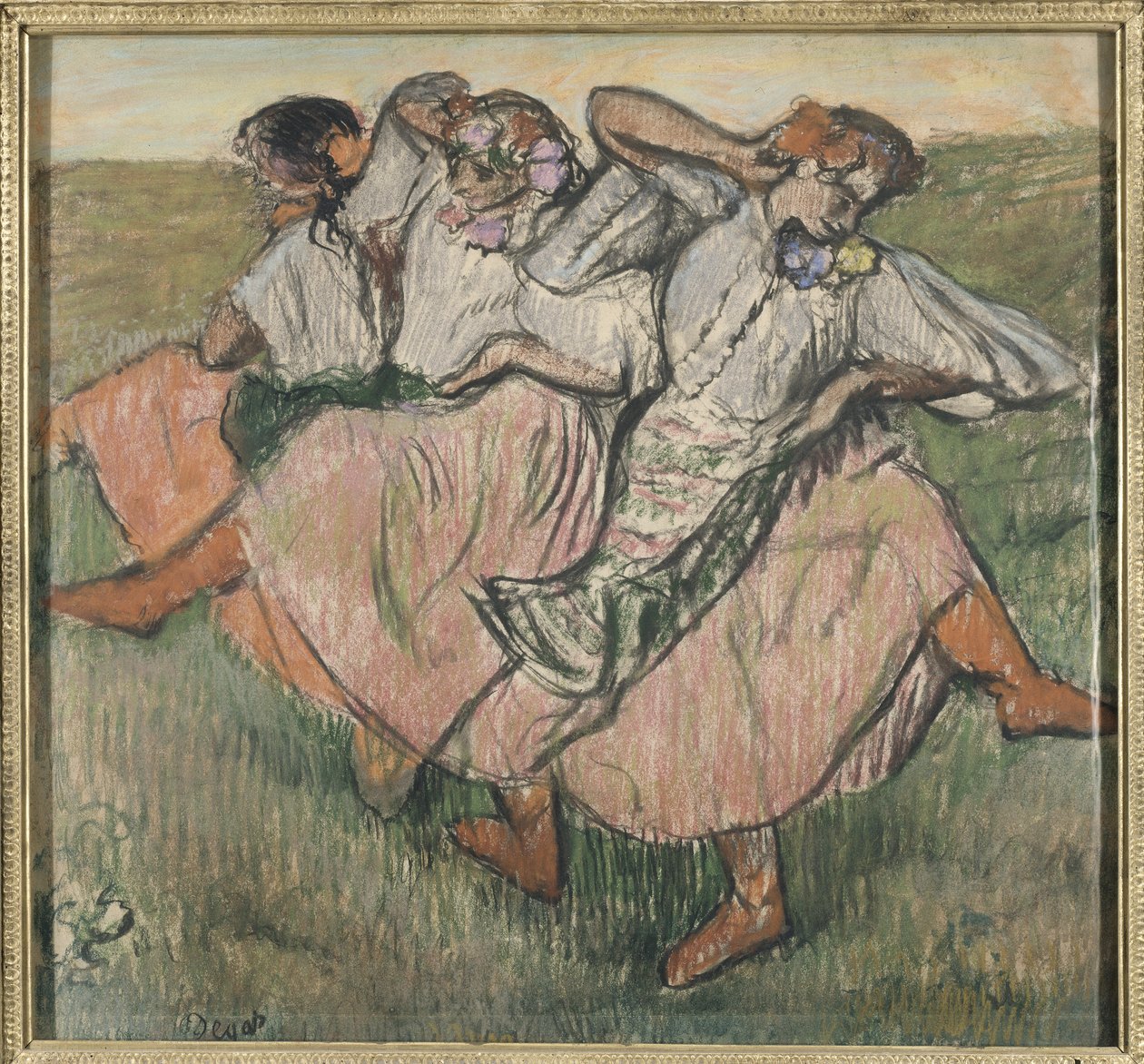 Trois danseuses russes – Három orosz táncos, Degas, Edgar (1834-1917). Pasztell papíron, 1890-es évek vége. Mérete: 62x67 cm. Nemzeti Múzeum Stockholm alkotó: Edgar Degas