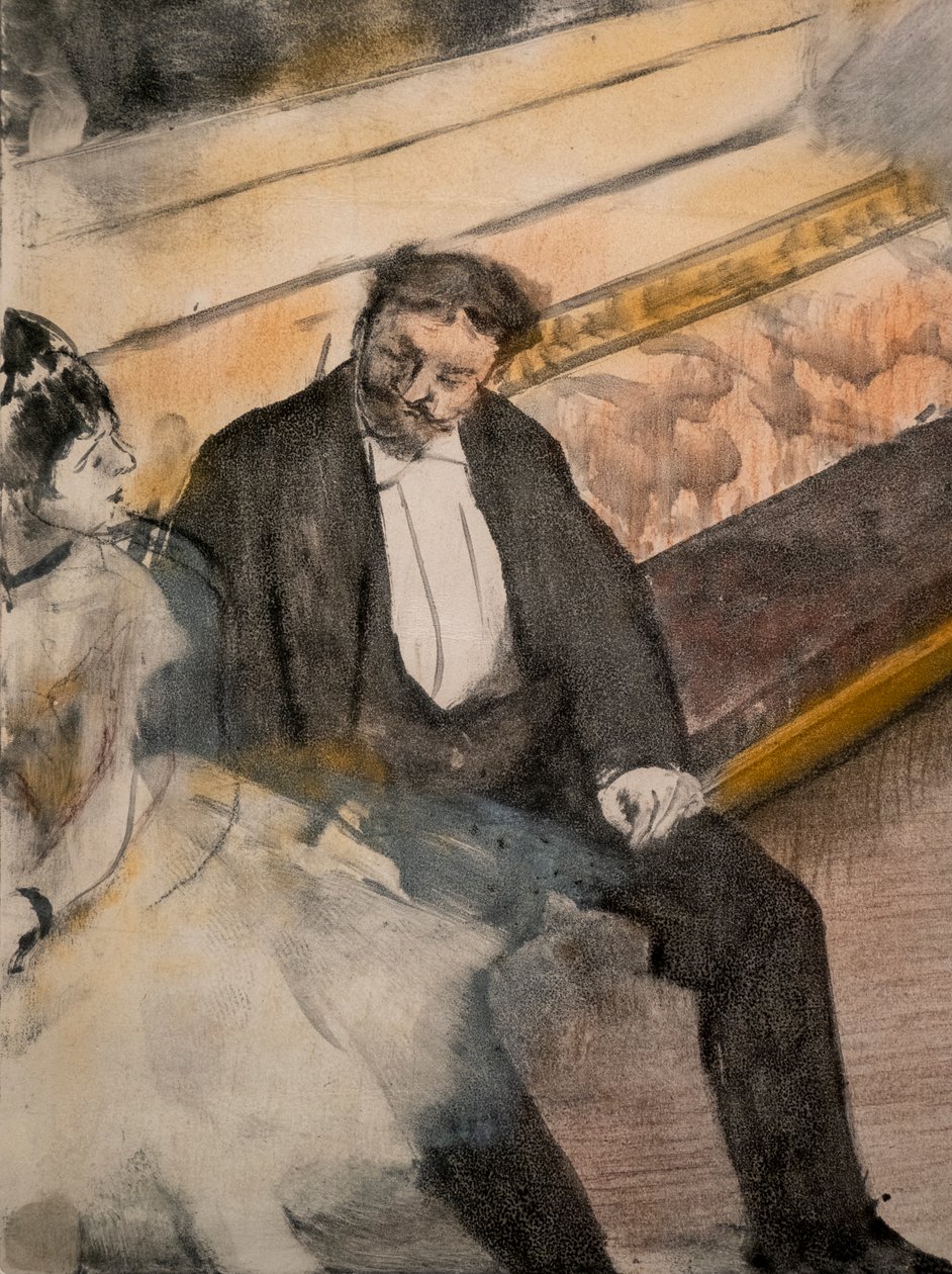 Két férfi és két táncos (részlet). 1876-1877 körül. Pasztell monotípián. alkotó: Edgar Degas