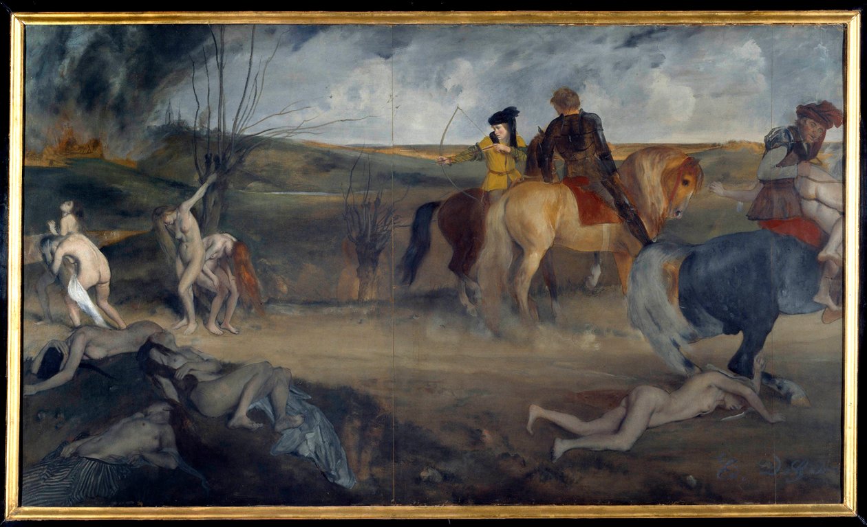 Háborús jelenet a középkorban Edgar Degas (1834-1917) festménye 1861 V. 0,85x1,47 m Párizs, Muse d