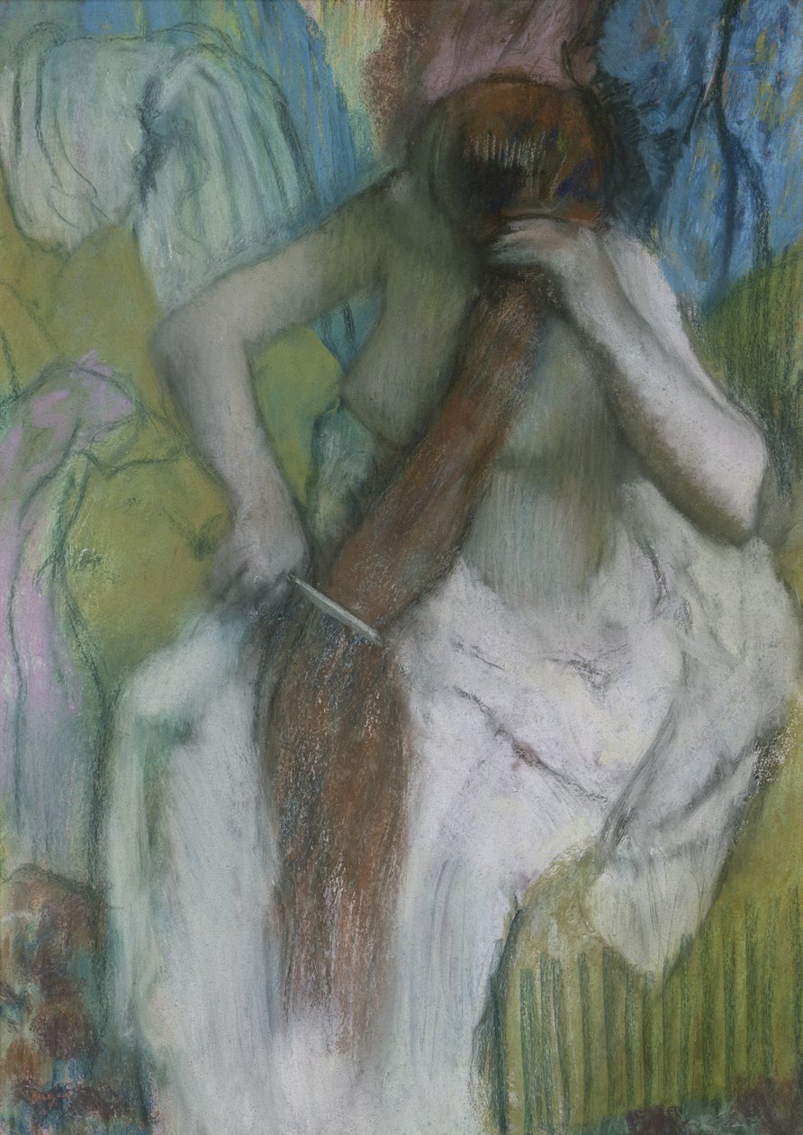 Haját fésülködő nő alkotó: Edgar Degas