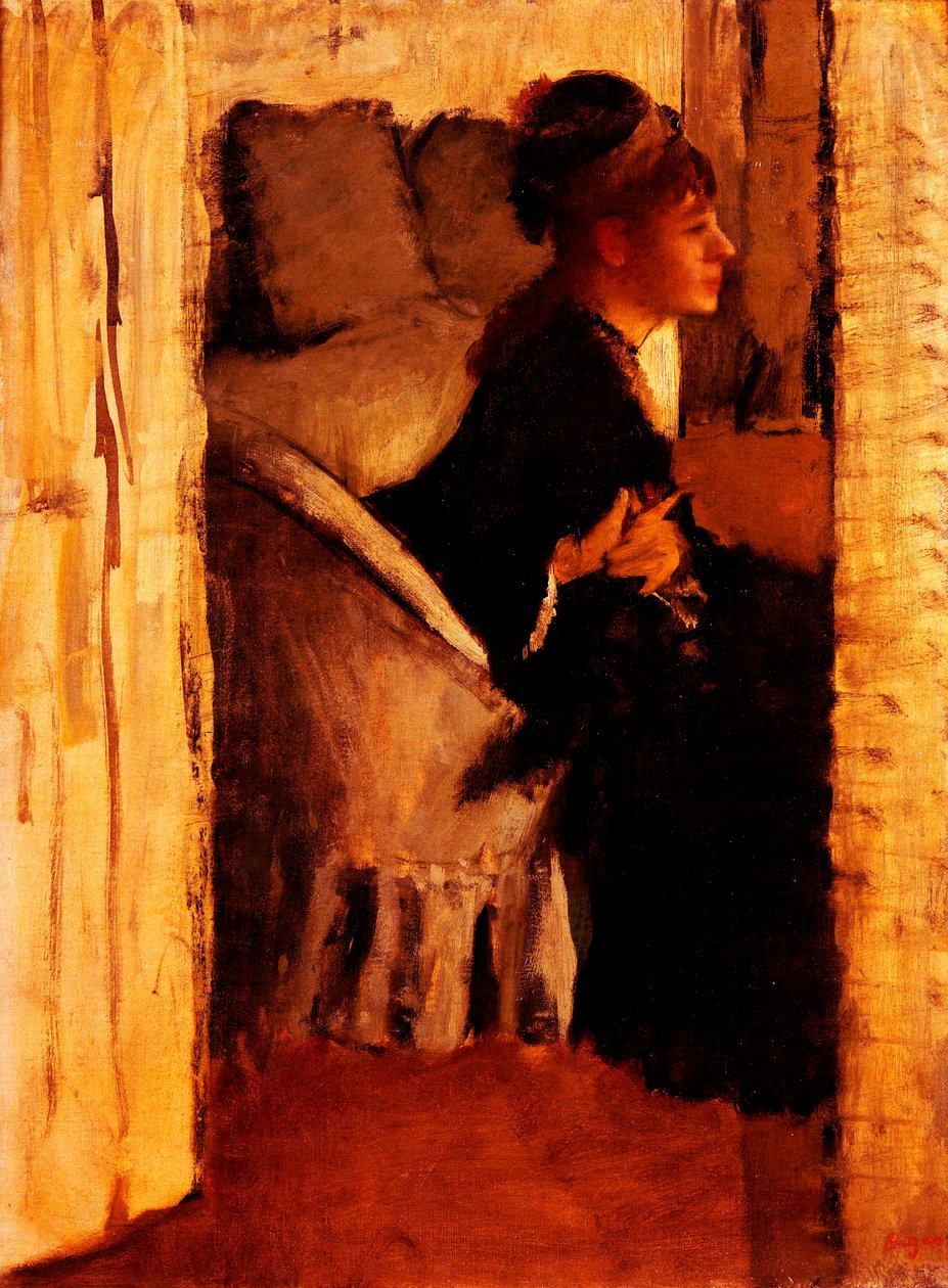 Nő felveszi a kesztyűt (olaj, vászon) alkotó: Edgar Degas
