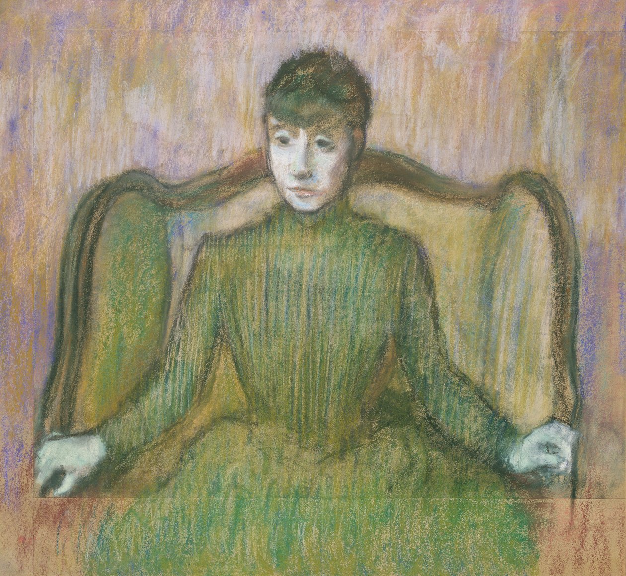 Fotelben ülő nő, 1864 körül (pasztell) alkotó: Edgar Degas