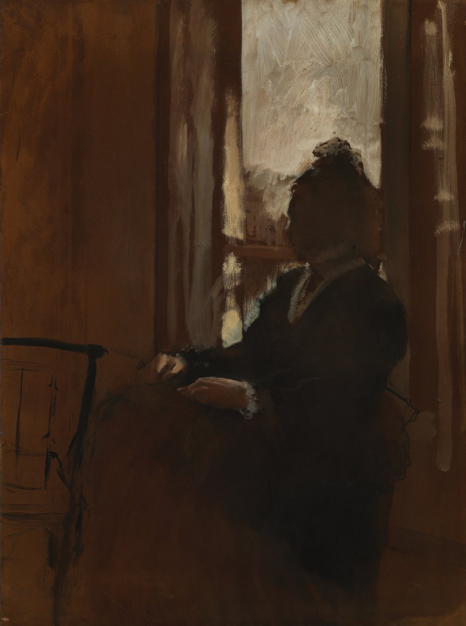 Woman at a Window, 1871–1872 körül (olaj, papír, vászon) alkotó: Edgar Degas